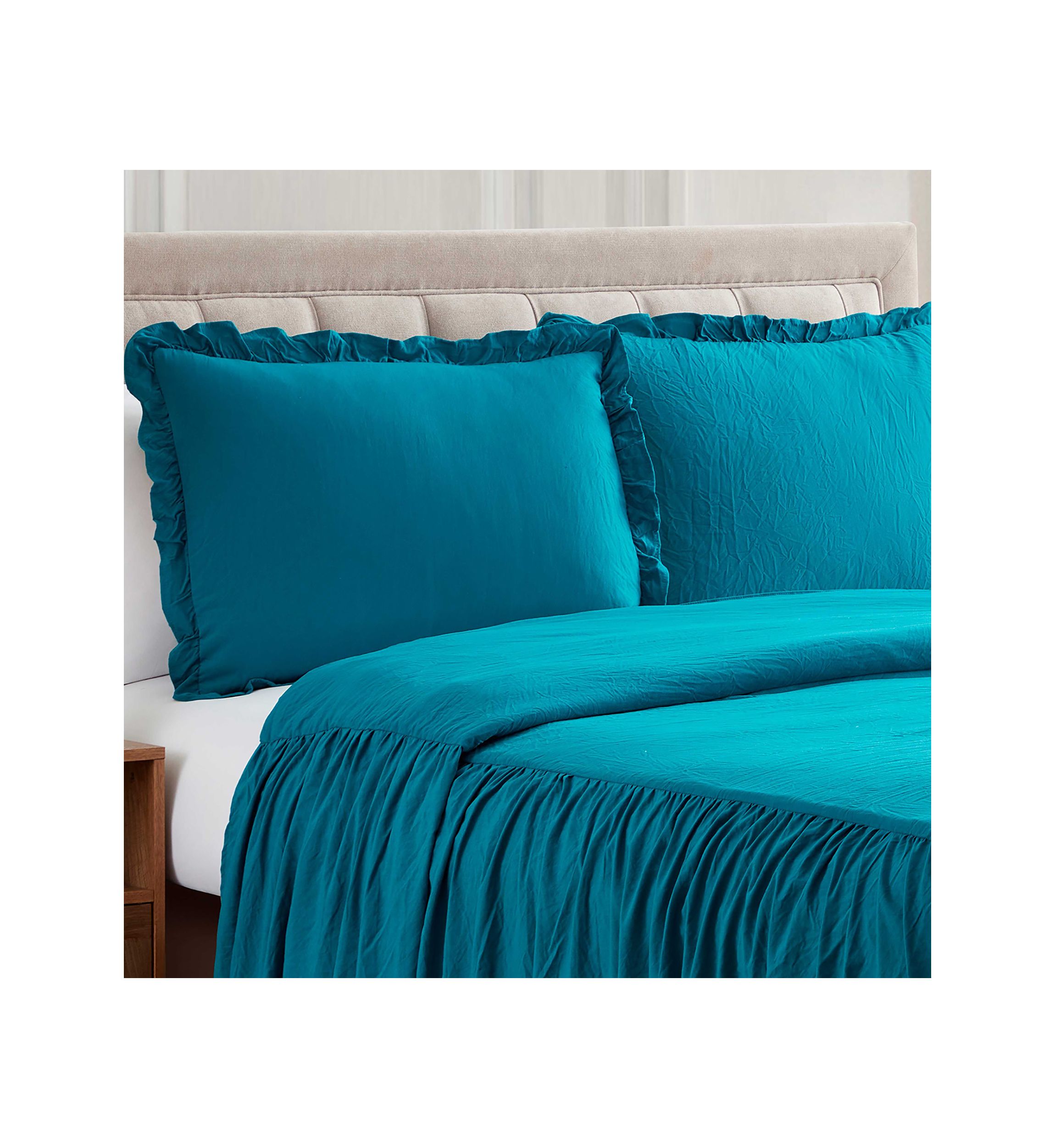 Shabby Chic Ruffle Skirt Bedspread & Sham Set