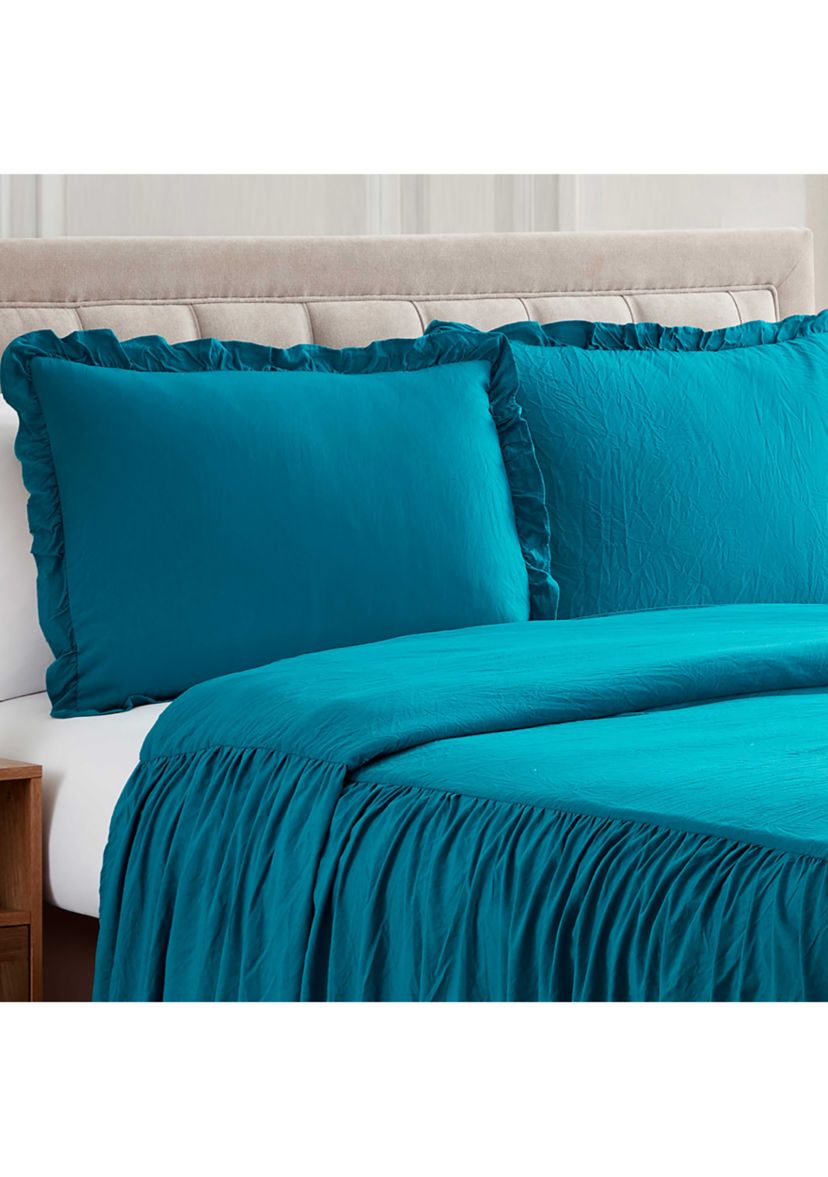 Shabby Chic Ruffle Skirt Bedspread & Sham Set