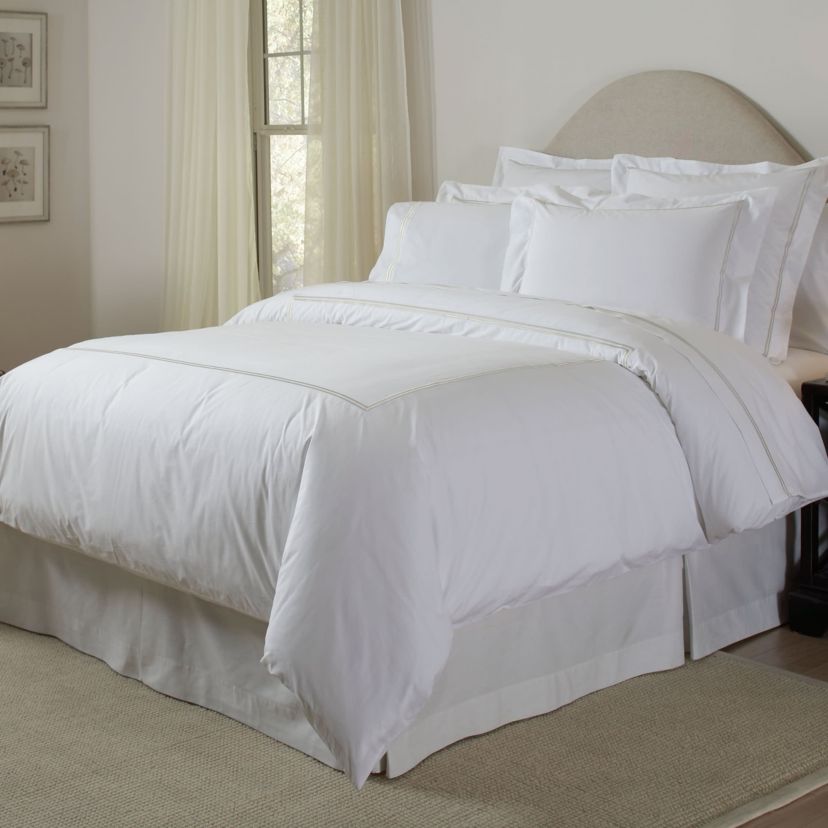 Pointehaven 300 TC Percale 100% Long Staple Cotton Double Satin Stitch Euro Sham Set