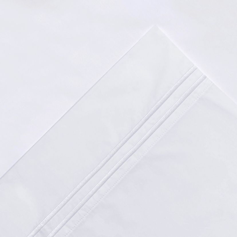 Pointehaven 300 TC Percale 100% Long Staple Cotton Double Satin Stitch Euro Sham Set