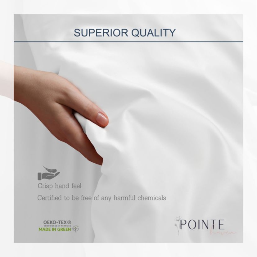 Pointehaven 300 TC Percale 100% Long Staple Cotton Double Satin Stitch Euro Sham Set