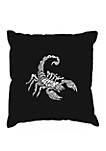 Word Art Throw Pillow Cover - Types of Scorpions