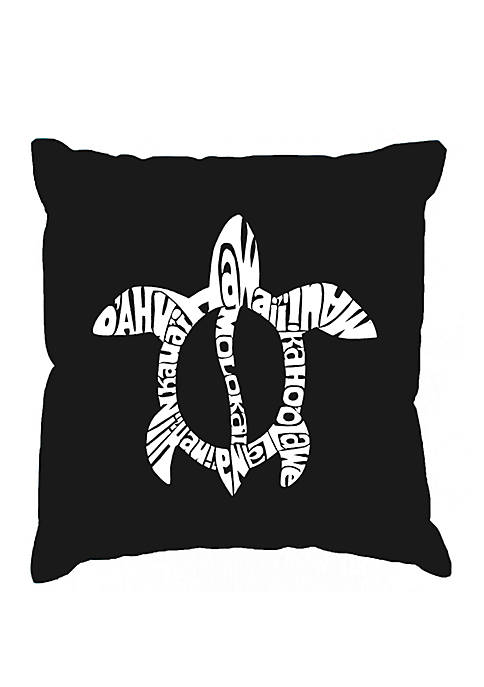 Throw Pillow Cover - Word Art - Honu Turtle - Hawaiian Islands