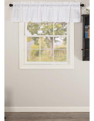 White Ruffled Sheer Window Valance 100% Cotton Cambric 16" x 72" 