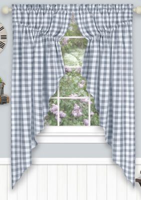 Buffalo Check Gathered Swag Window Curtain Pair