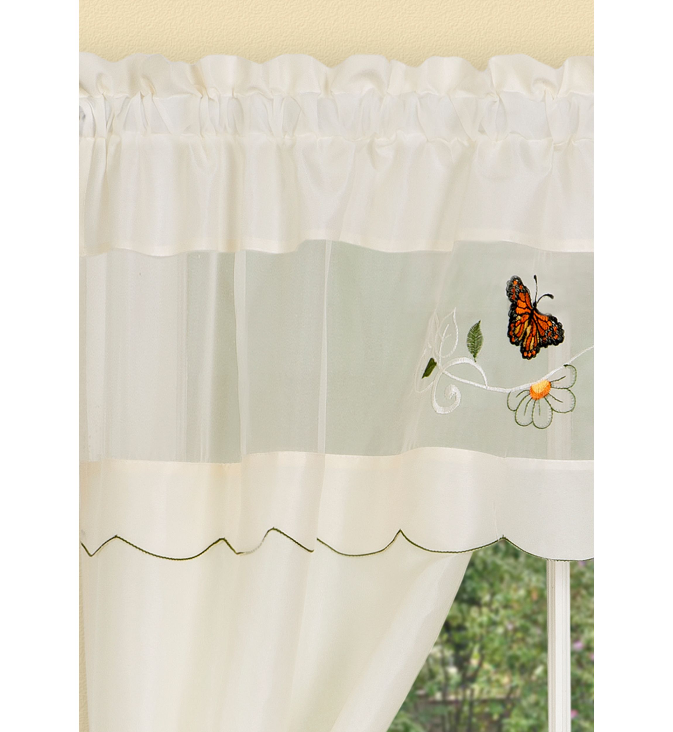 Daisy Meadow Embellished Cottage Window Curtain Set