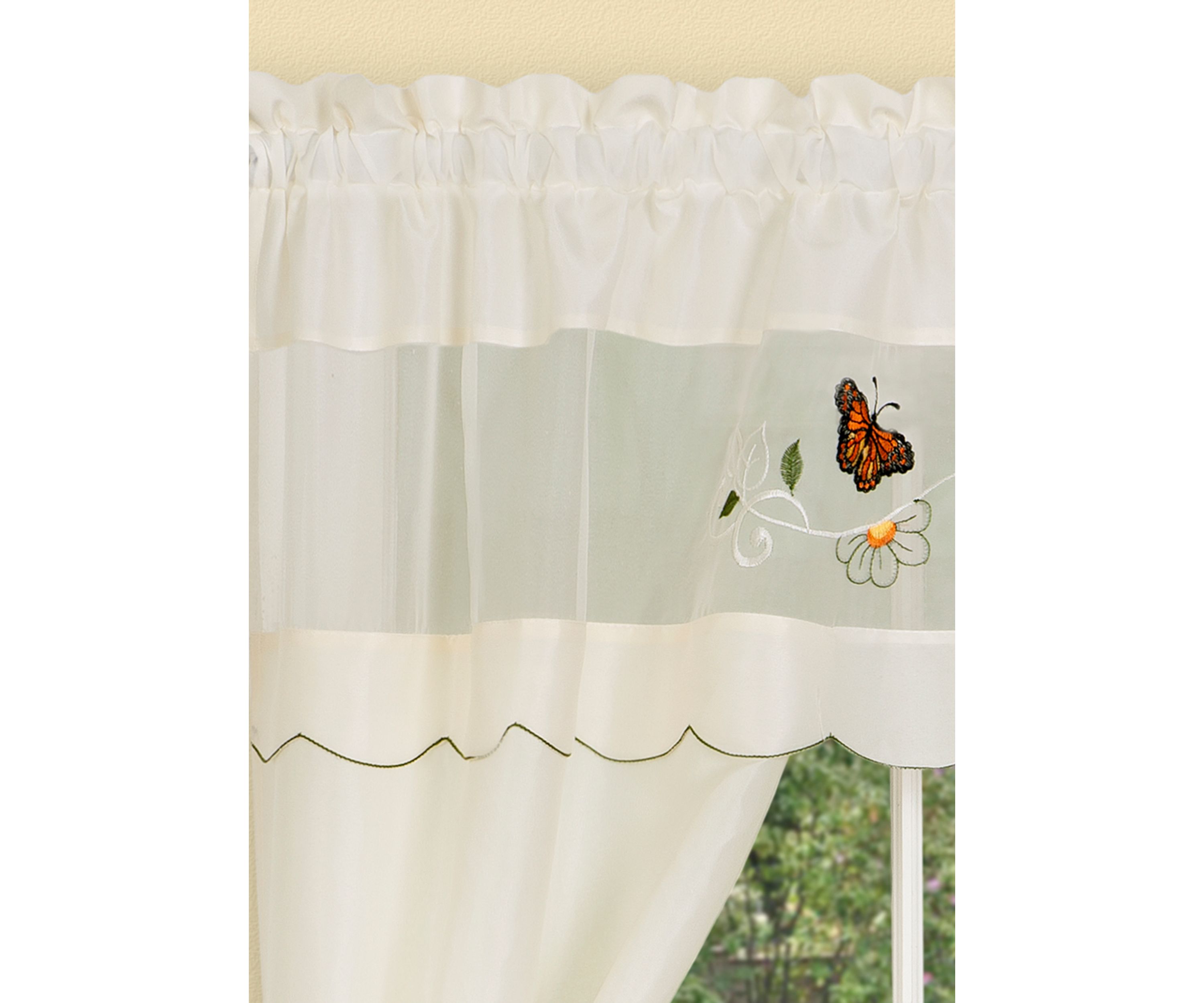 Daisy Meadow Embellished Cottage Window Curtain Set