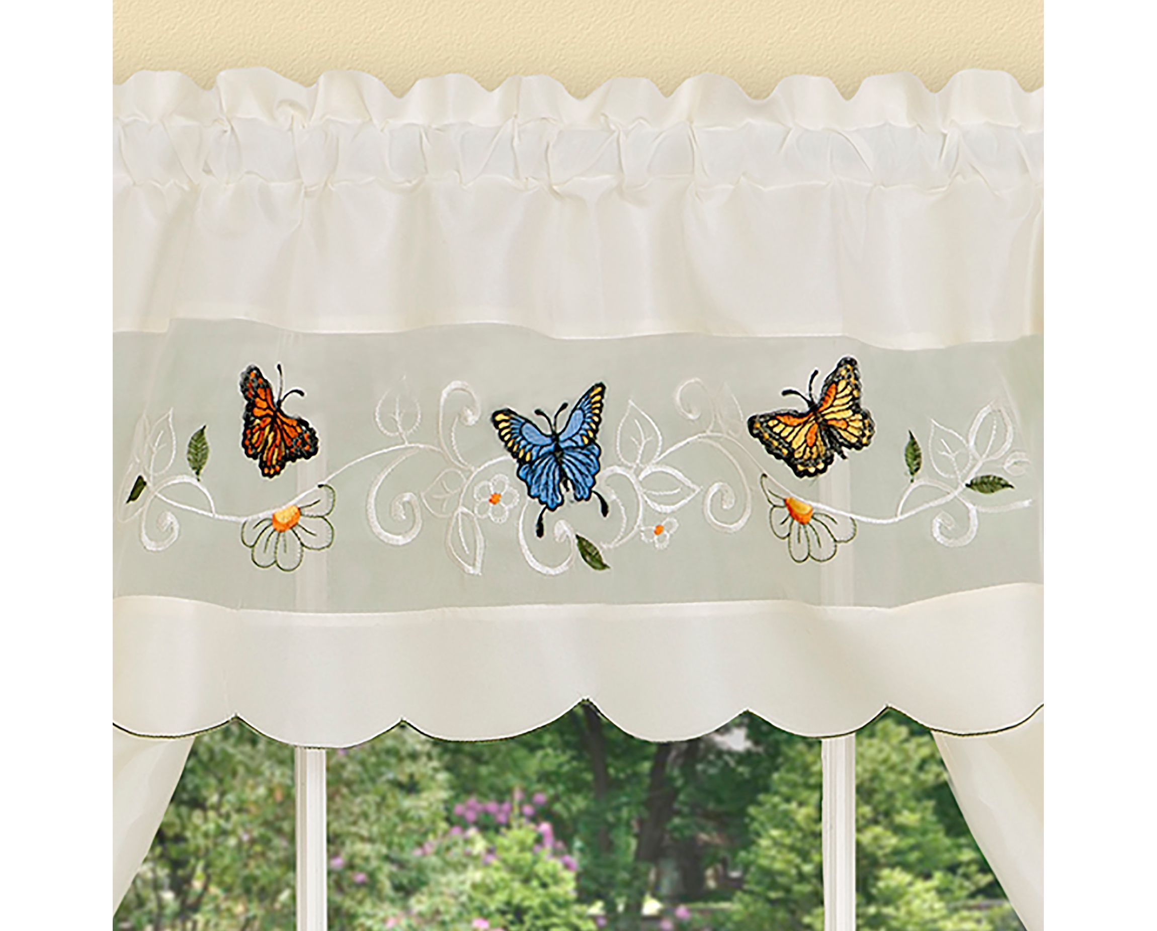 Daisy Meadow Embellished Cottage Window Curtain Set