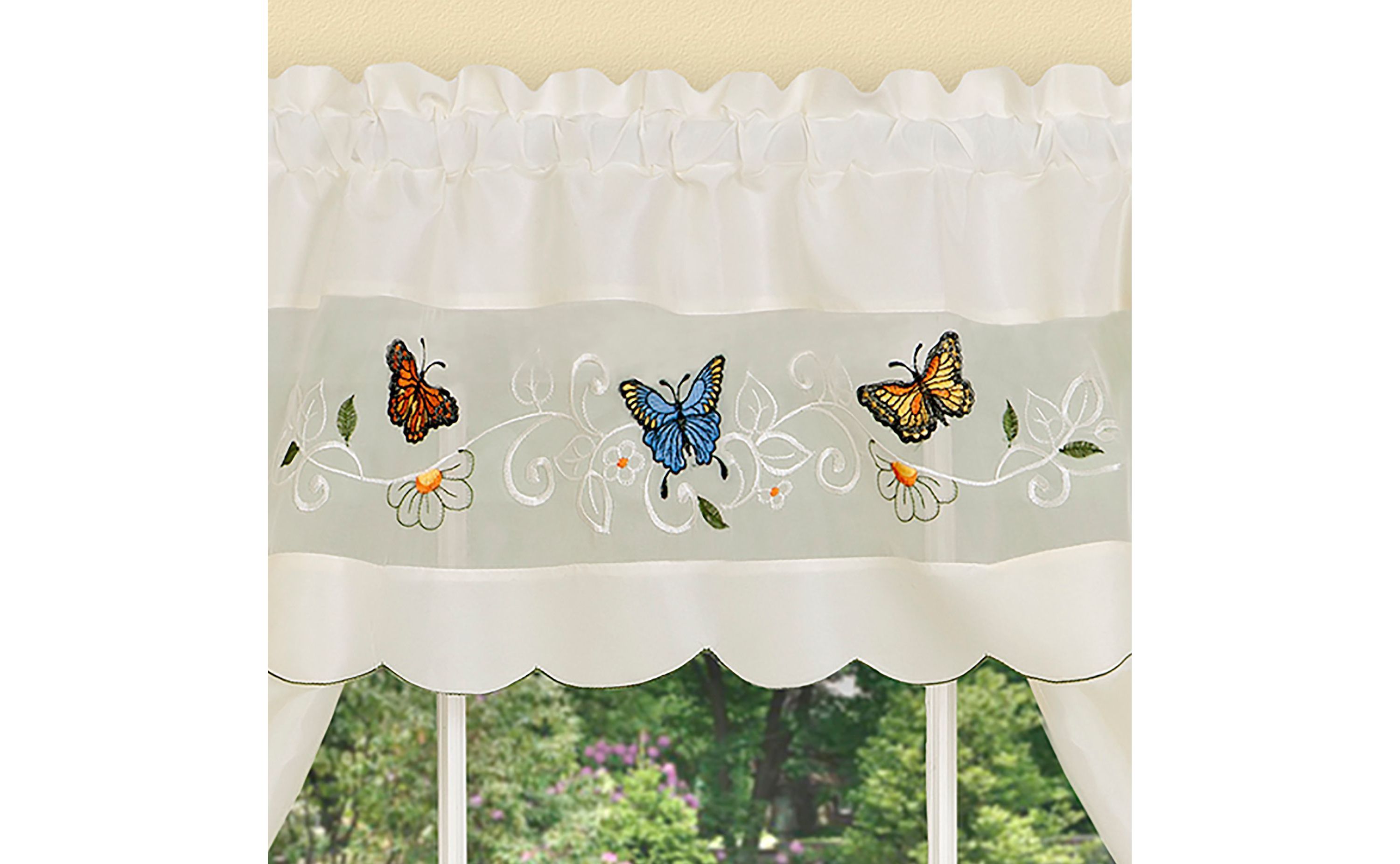 Daisy Meadow Embellished Cottage Window Curtain Set