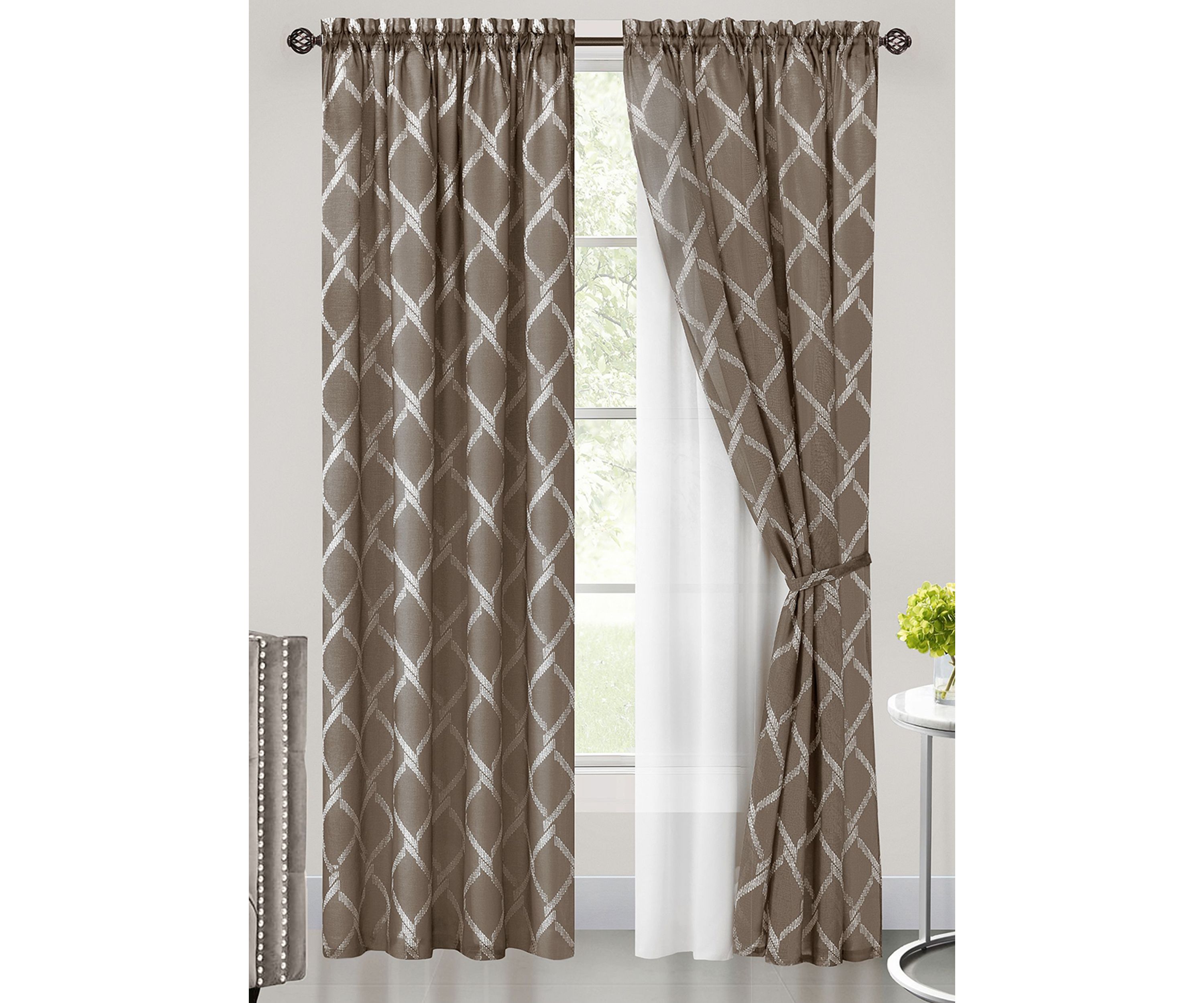 Bombay Double Layered Rod Pocket Window Curtain Panel