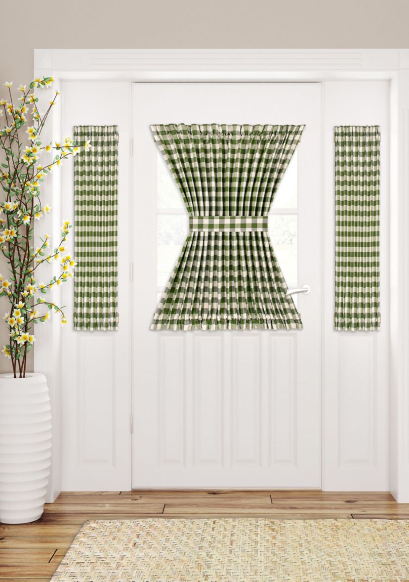 Buffalo Check Rod Pocket Door Panel and Tieback