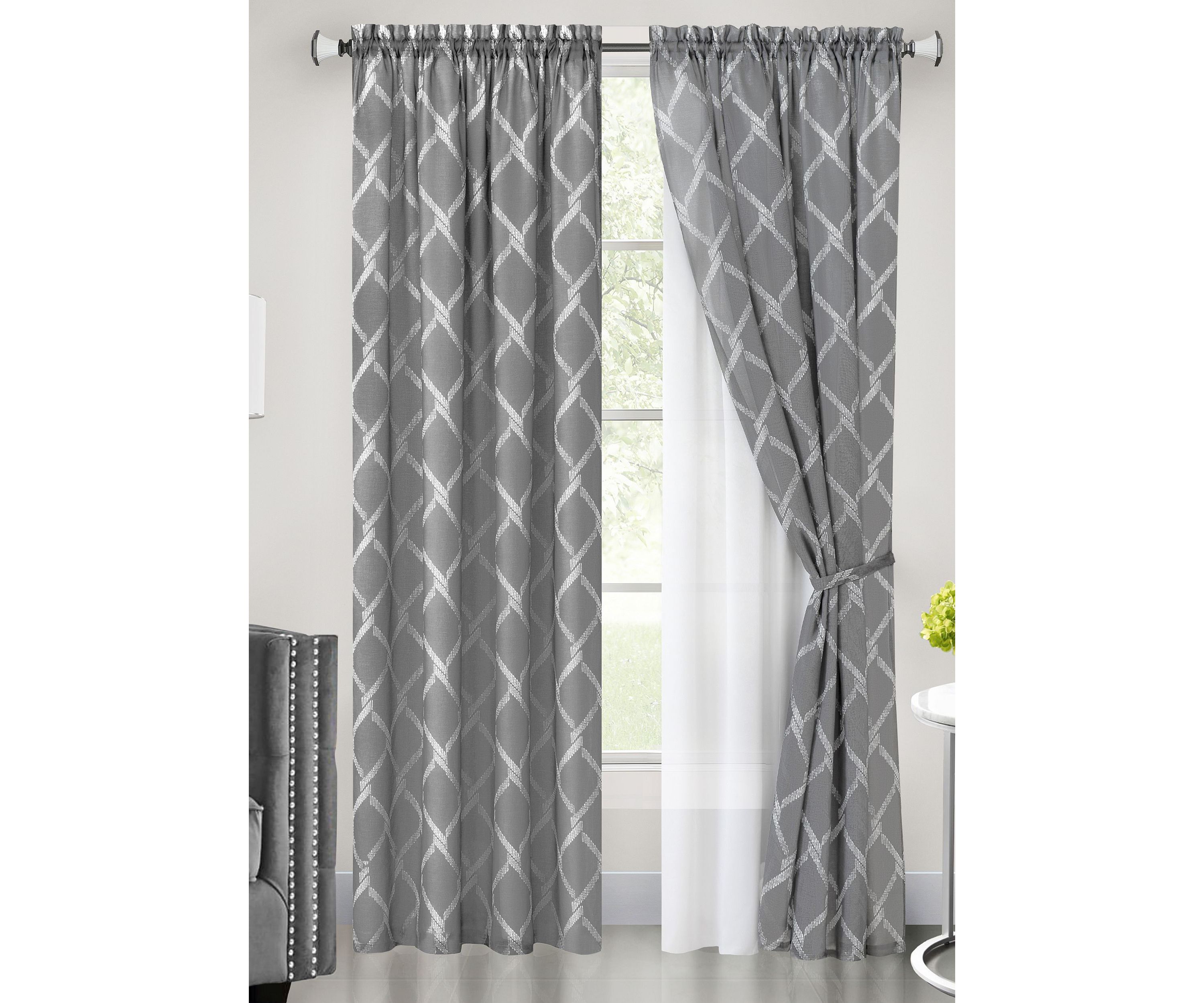Bombay Double Layered Rod Pocket Window Curtain Panel
