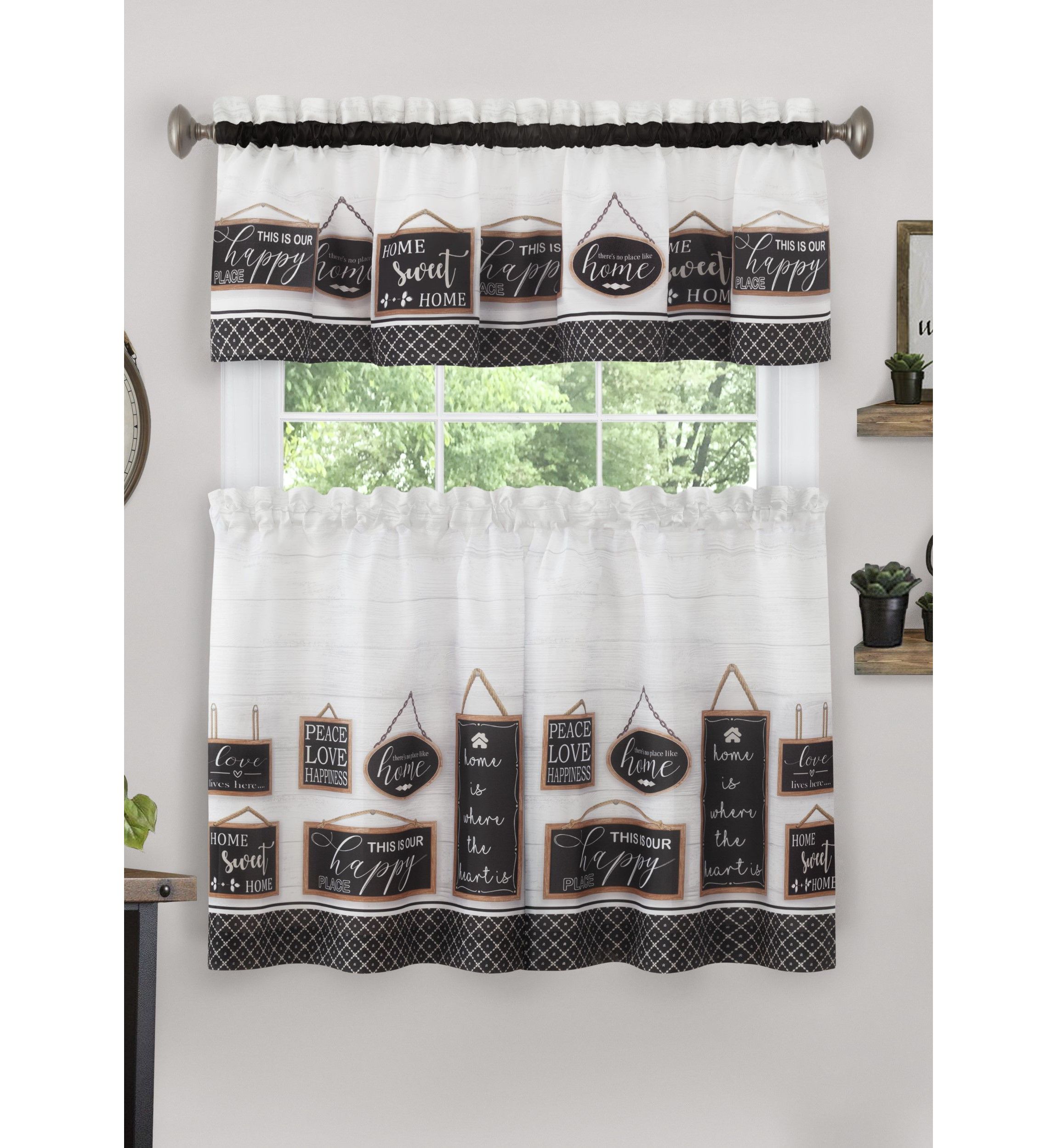 Modern Farmhouse Tier and Valance Window Curtain Set