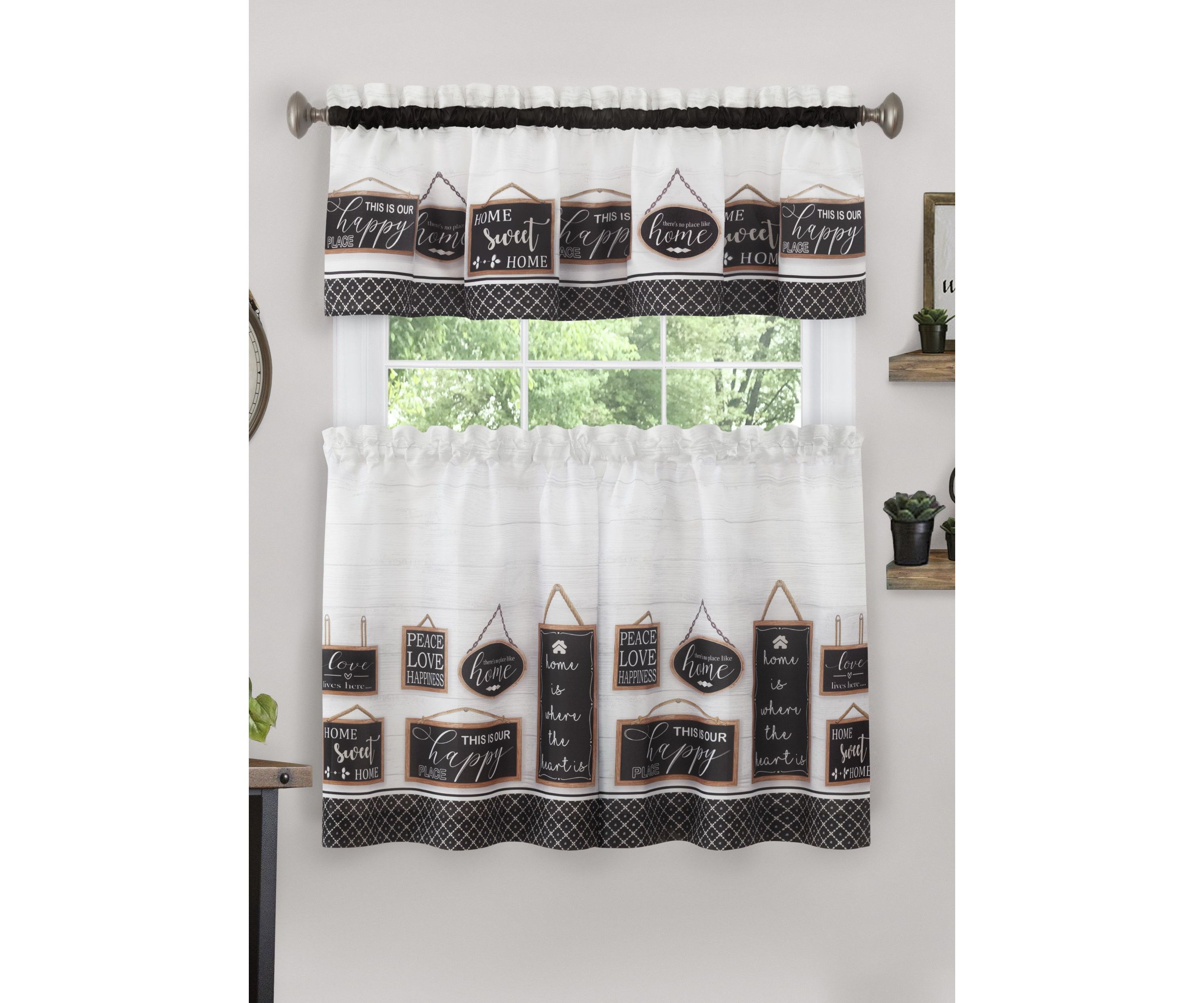 Modern Farmhouse Tier and Valance Window Curtain Set