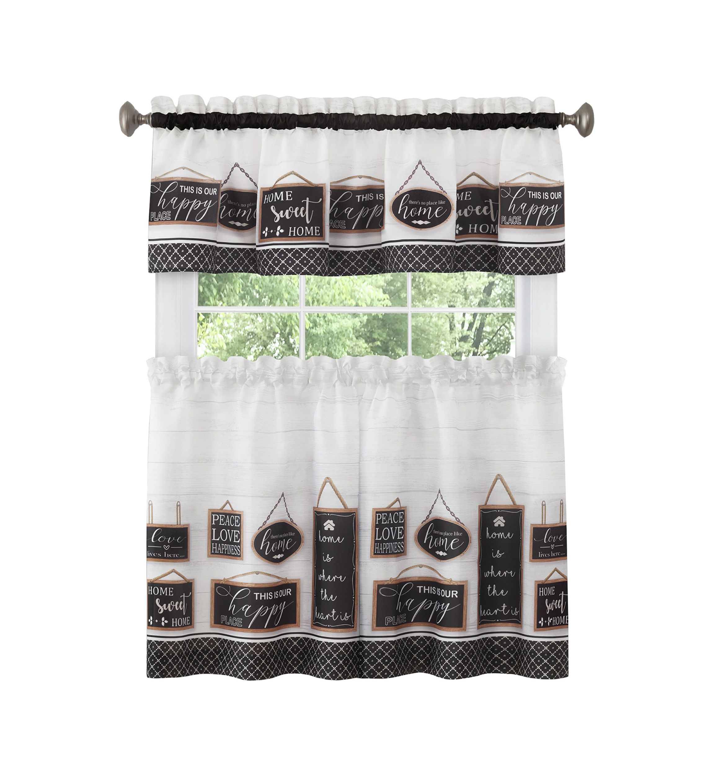 Modern Farmhouse Tier and Valance Window Curtain Set