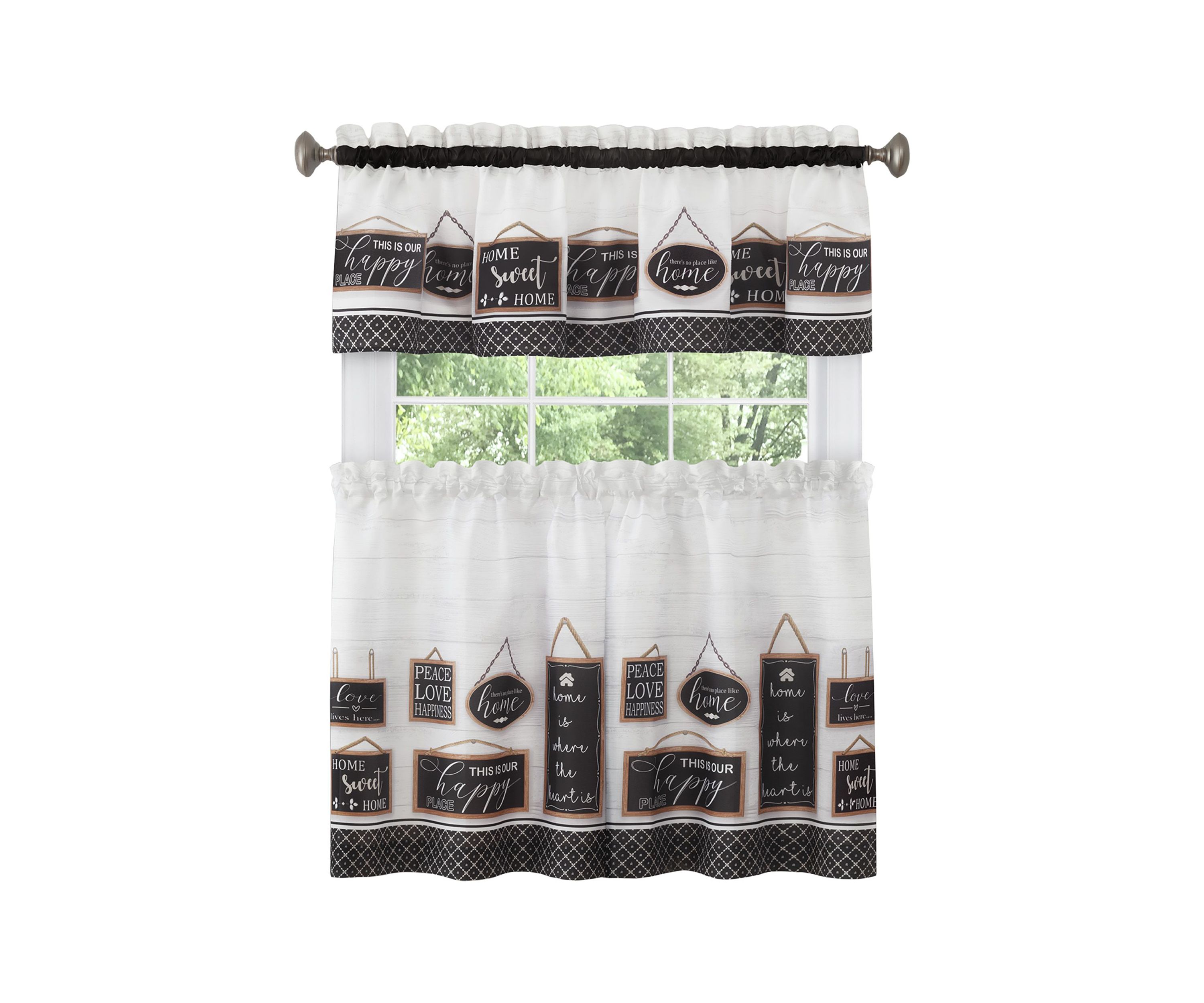 Modern Farmhouse Tier and Valance Window Curtain Set