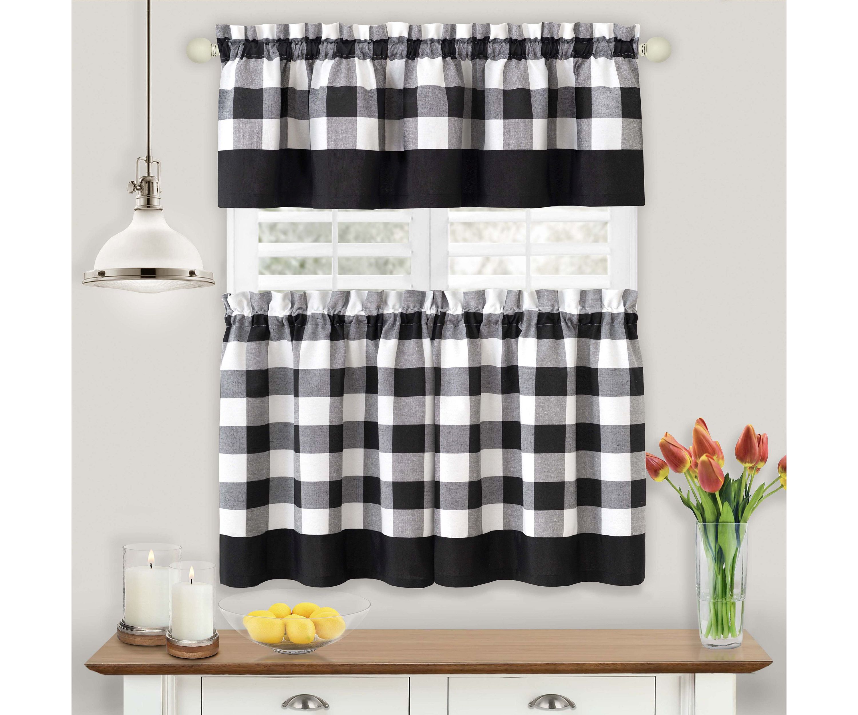 Hunter Window Curtain 57"W Tier Pair and Valance Set