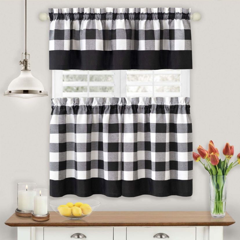 Hunter Window Curtain 57"W Tier Pair and Valance Set
