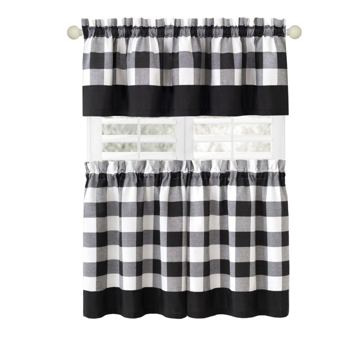 Hunter Window Curtain 57"W Tier Pair and Valance Set