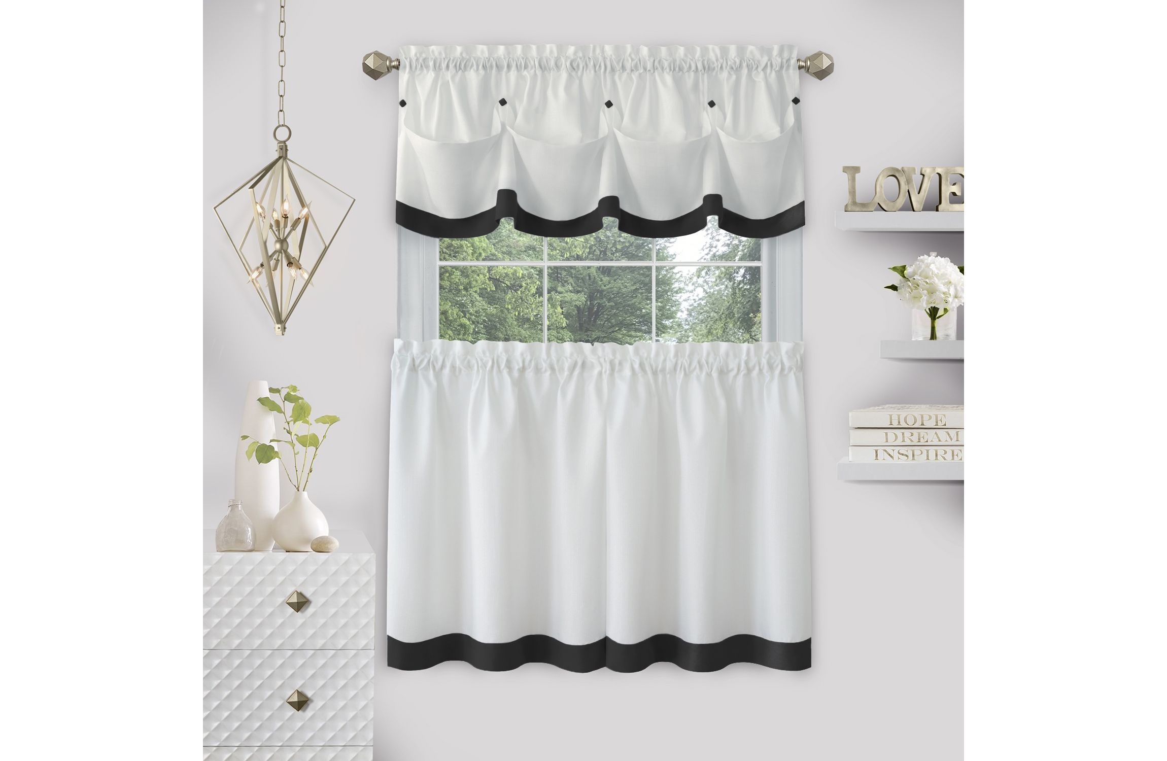 Lana Window Curtain Tier Pair and Valance Set