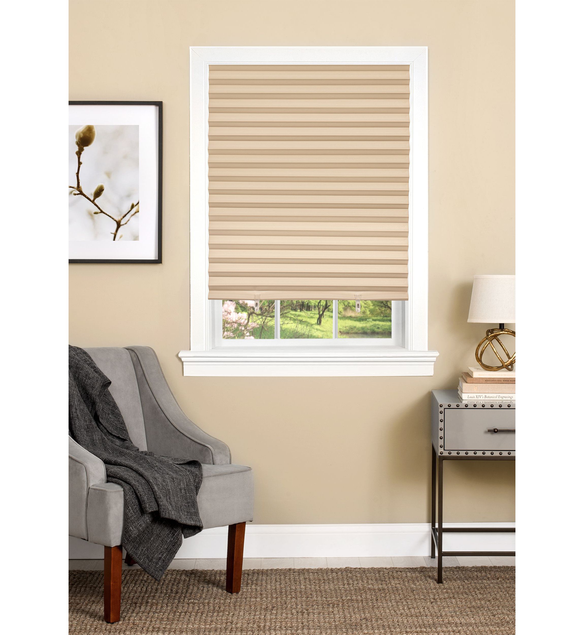 Cordless 1-2-3 Vinyl Room Darkening Pleated Window Shade