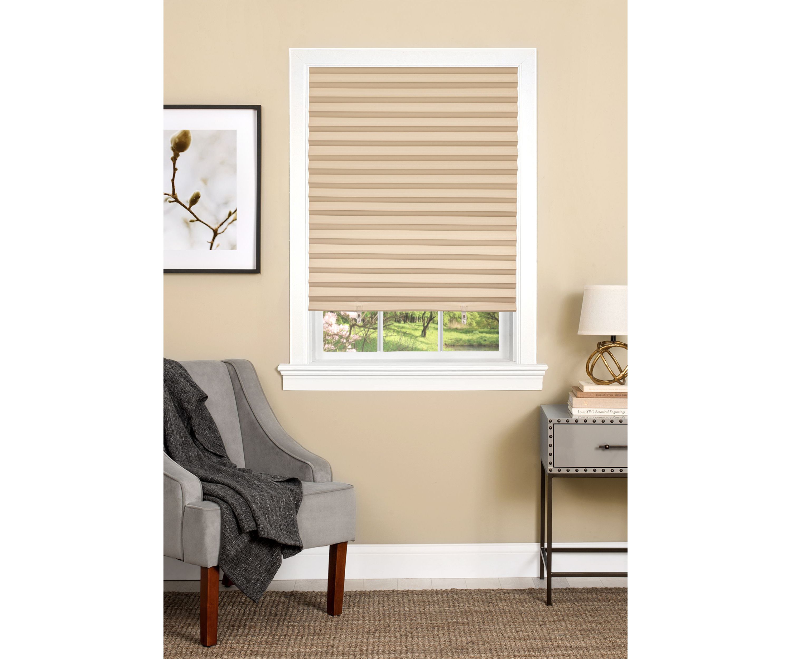 Cordless 1-2-3 Vinyl Room Darkening Pleated Window Shade