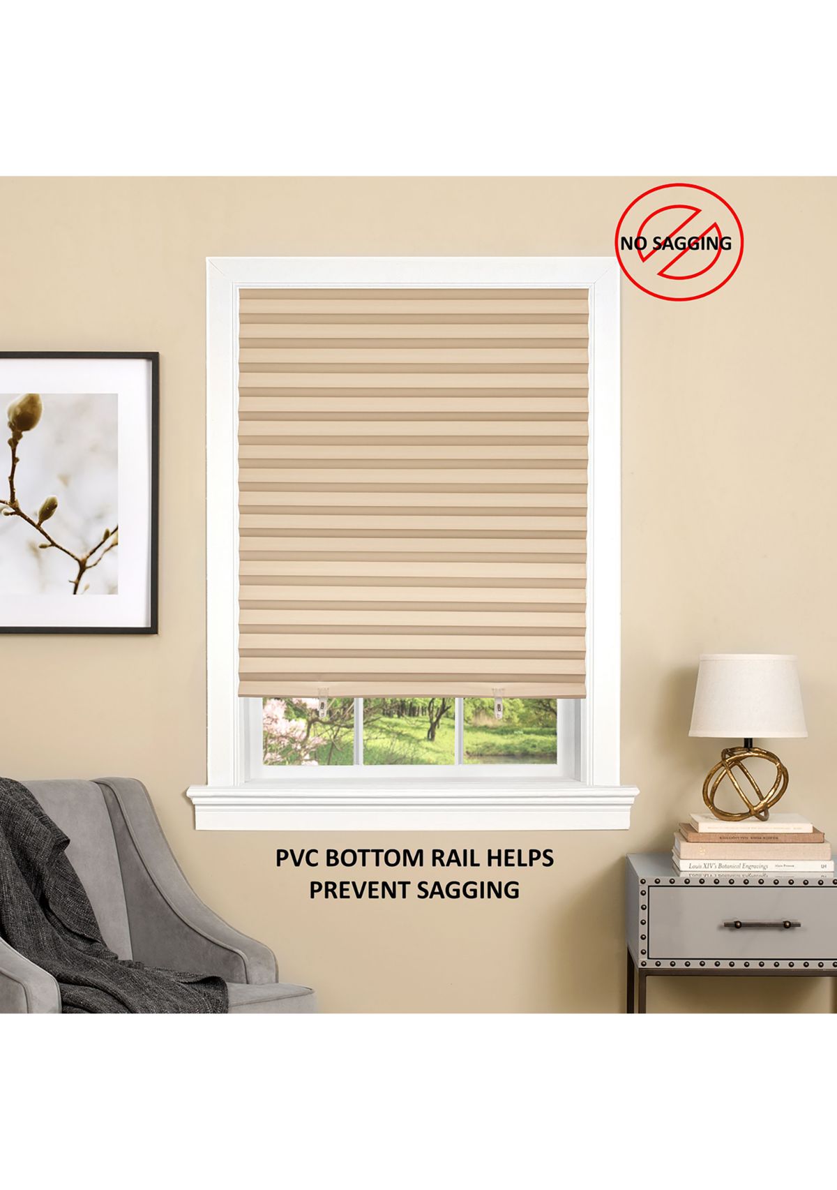 Cordless 1-2-3 Vinyl Room Darkening Pleated Window Shade