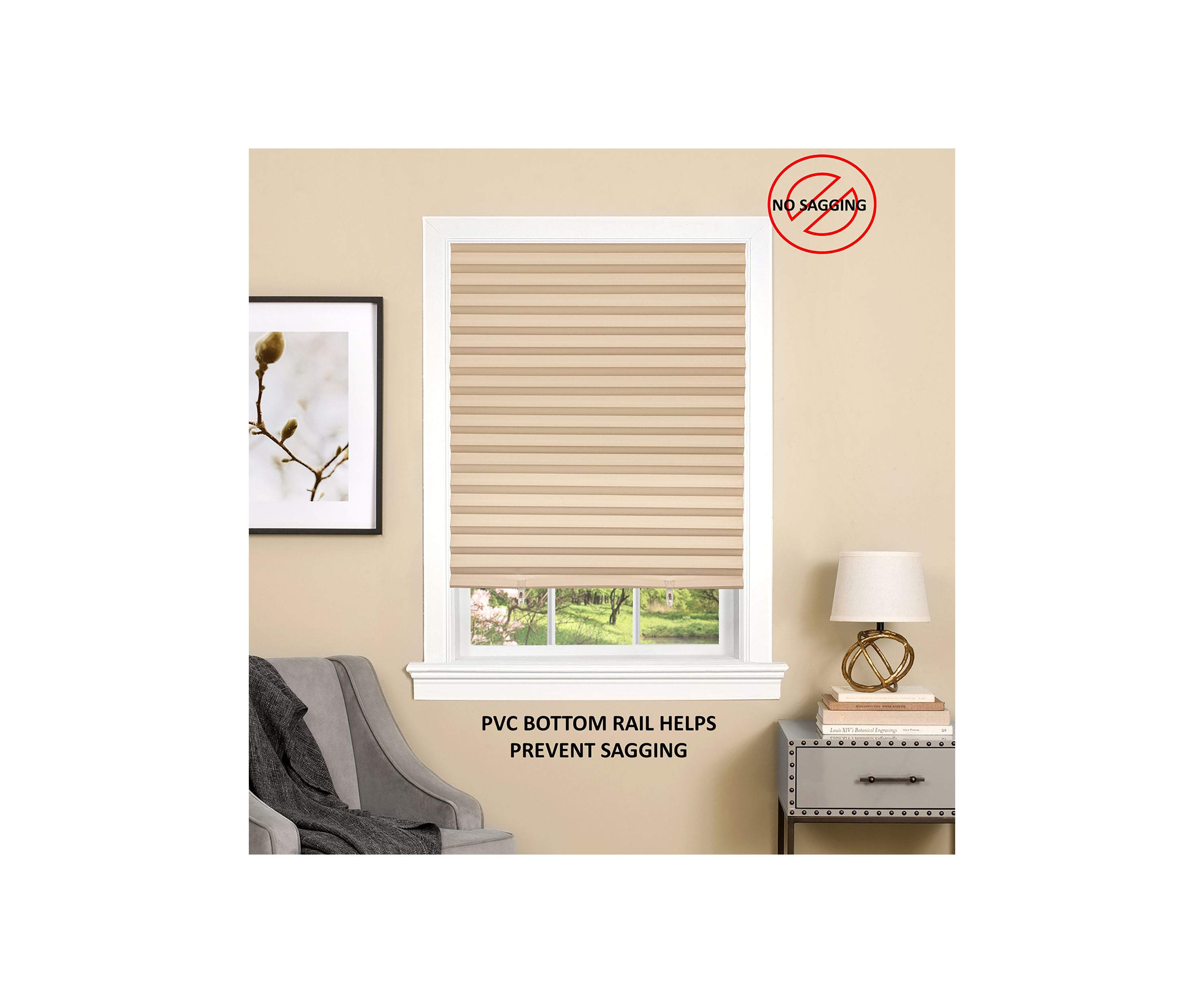 Cordless 1-2-3 Vinyl Room Darkening Pleated Window Shade