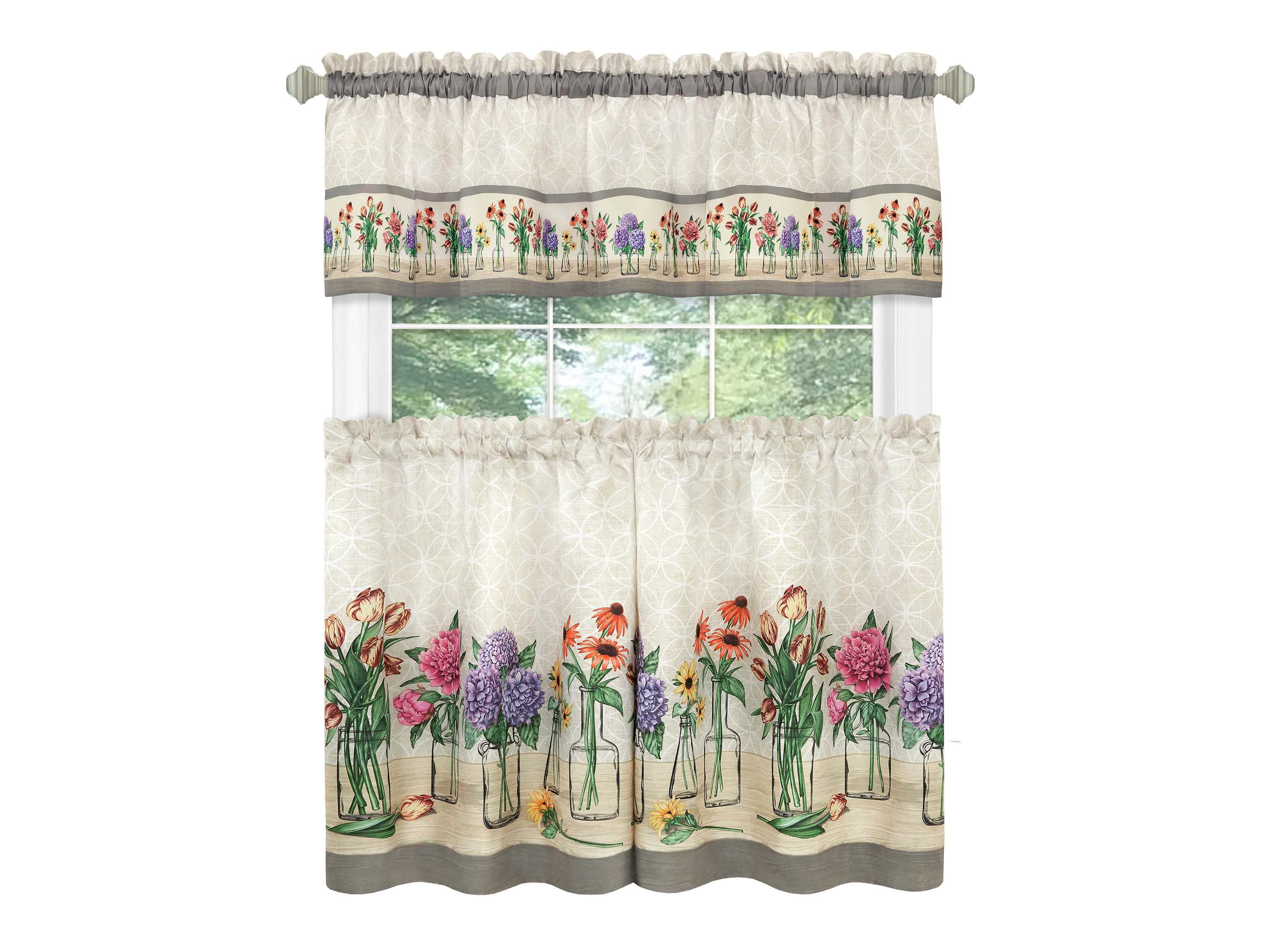 Garden Blooms Printed Tier & Valance Set