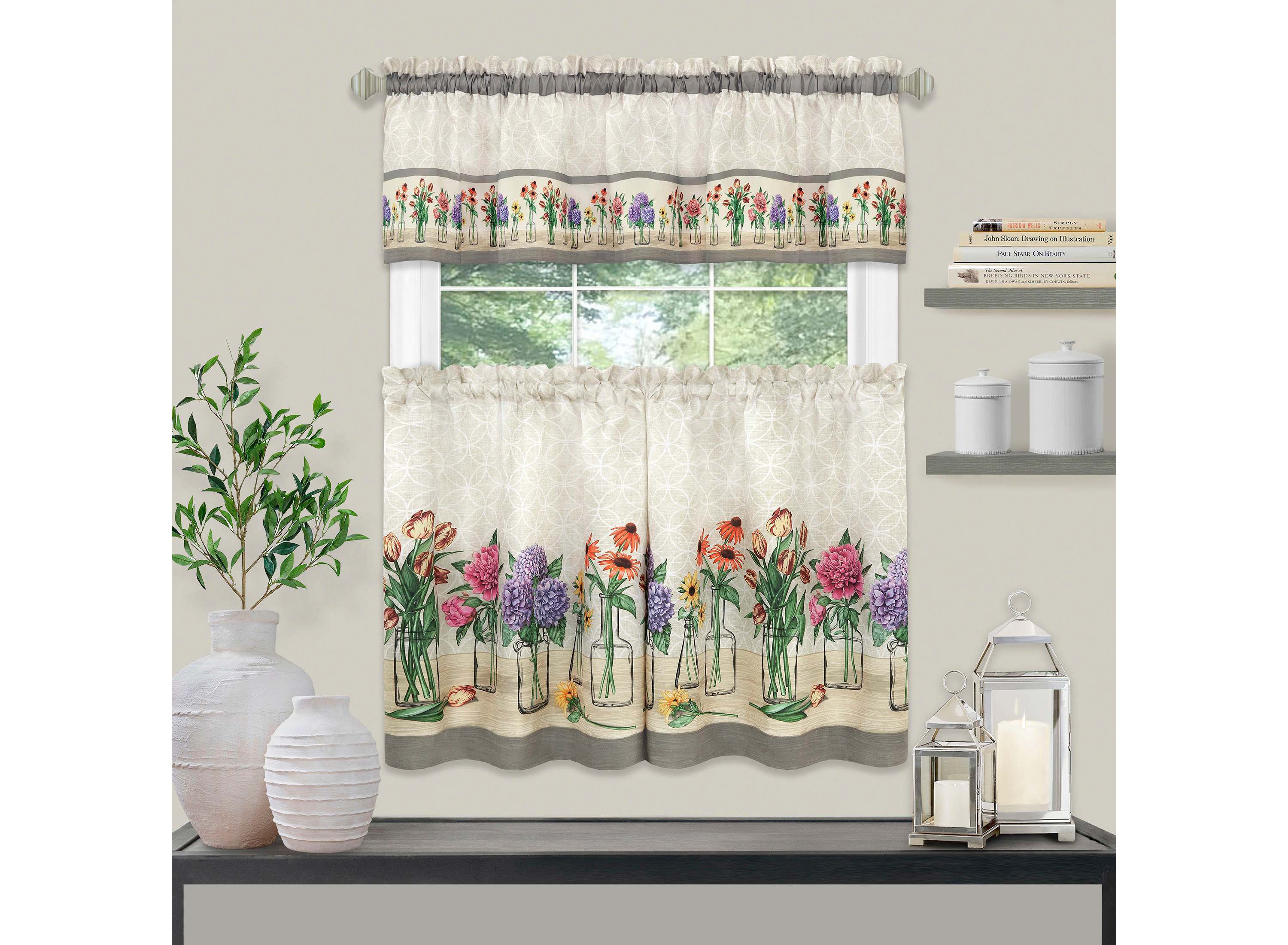 Garden Blooms Printed Tier & Valance Set