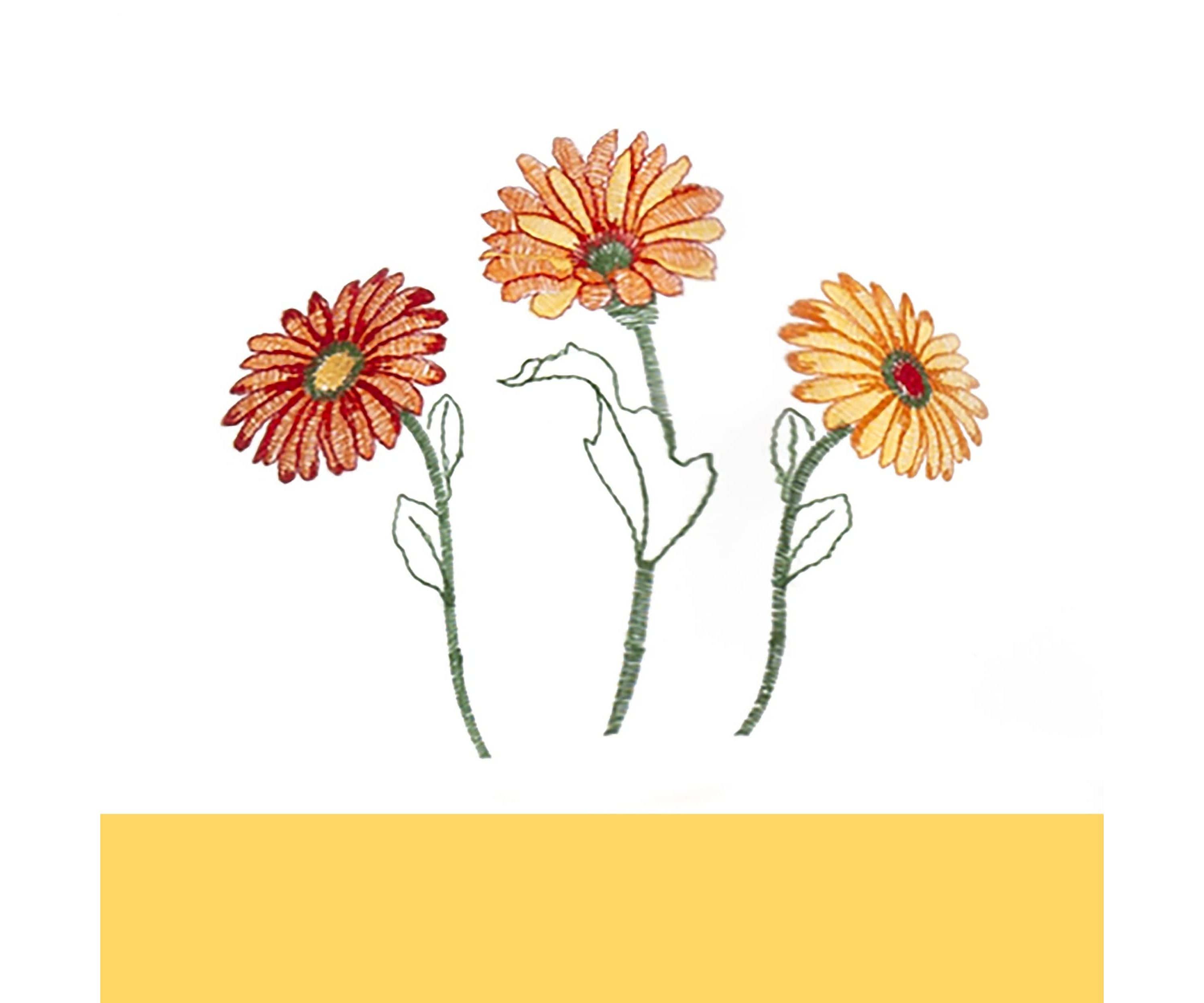 Gerbera Daisy Embellished Cottage Window Curtain Set