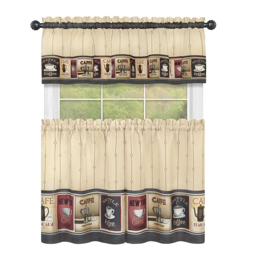 Cozy Café Printed Tier & Valance Set