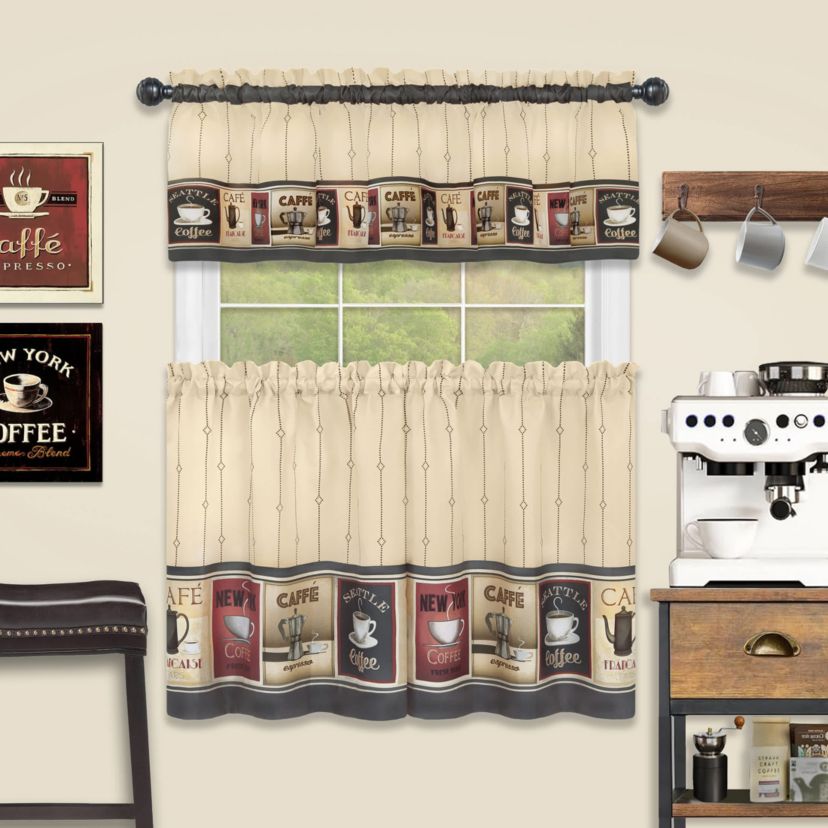 Cozy Café Printed Tier & Valance Set