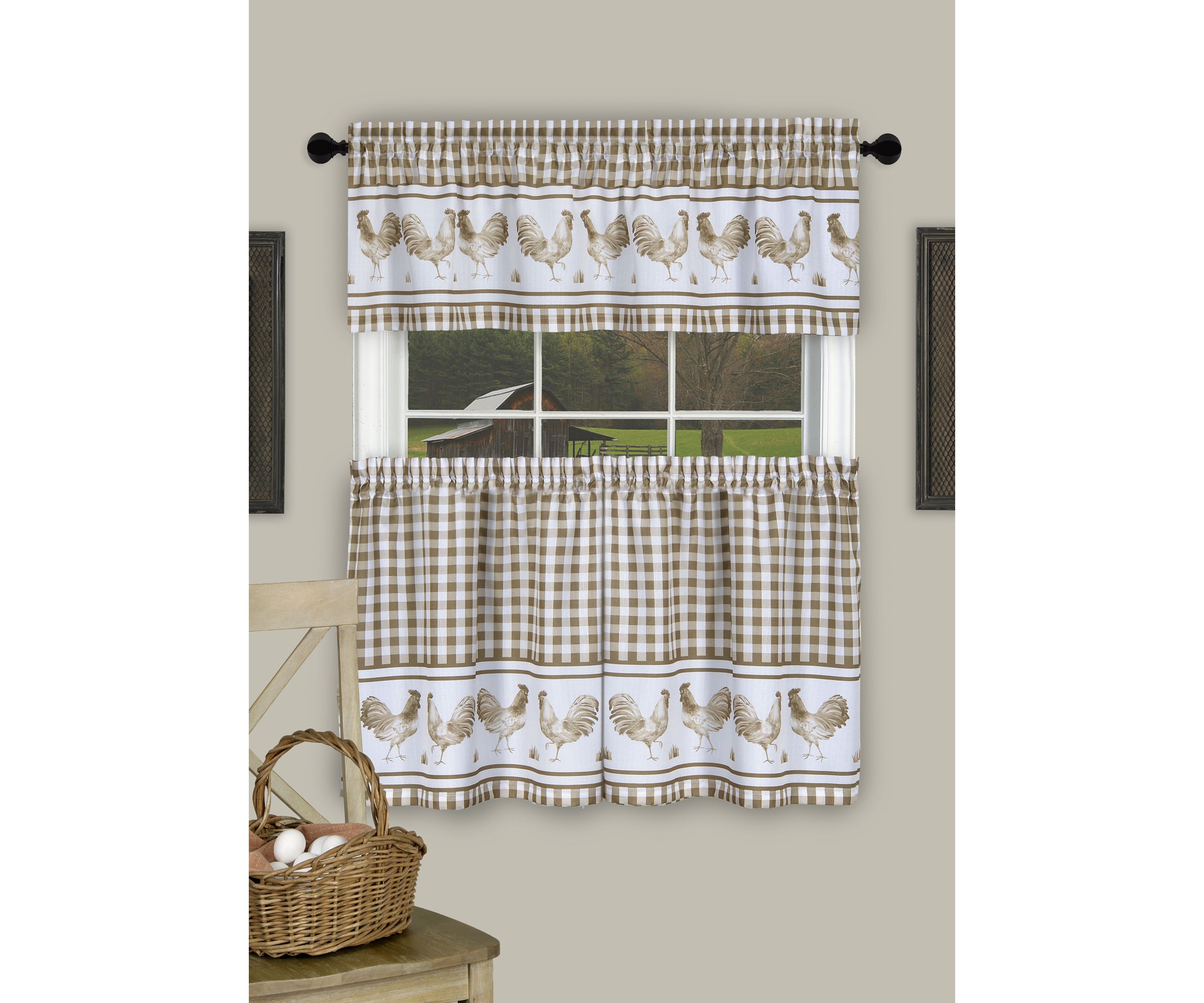 Barnyard Window Curtain Tier Pair and Valance Set