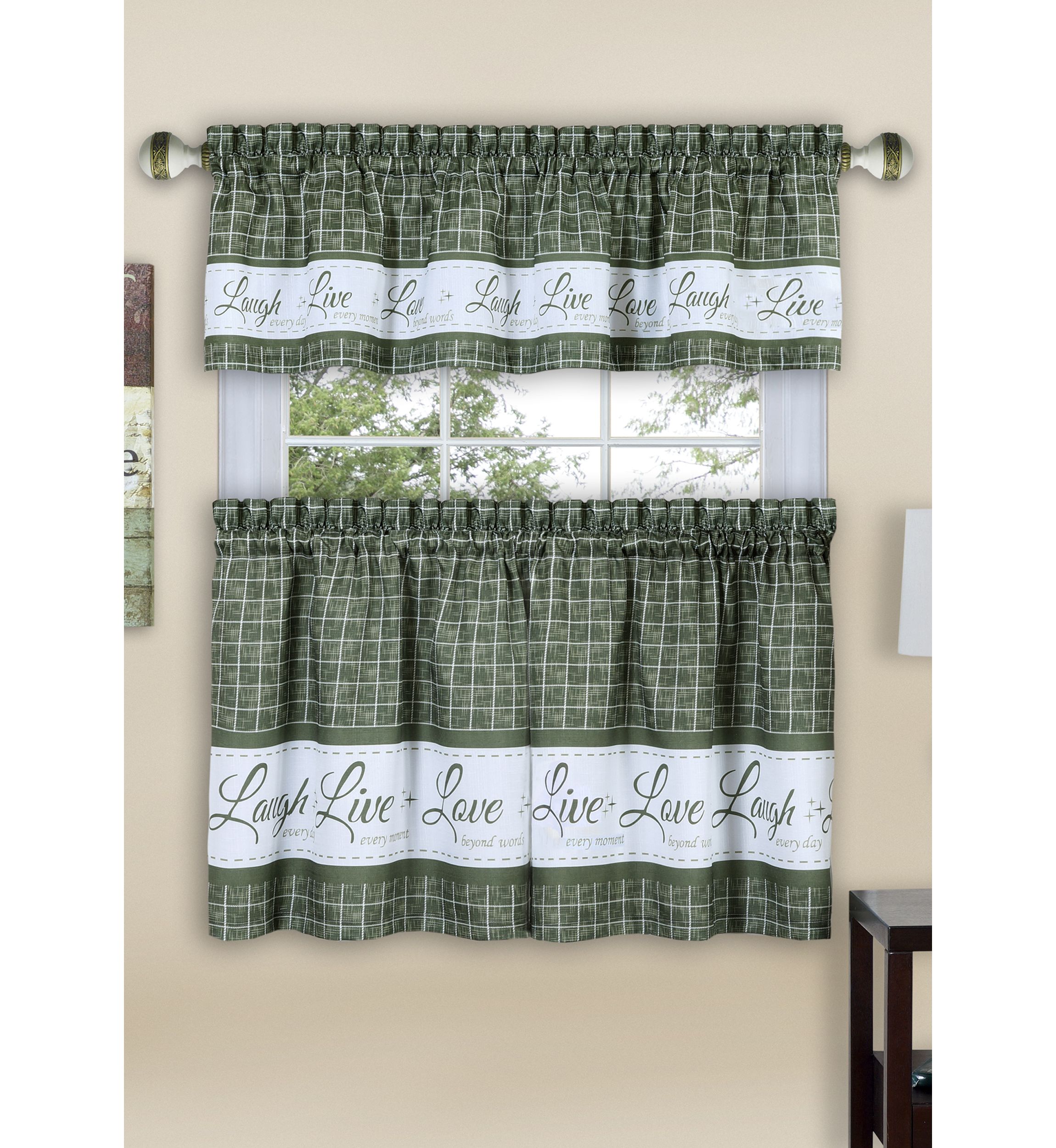 Live, Love, Laugh Window Curtain Tier Pair and Valance