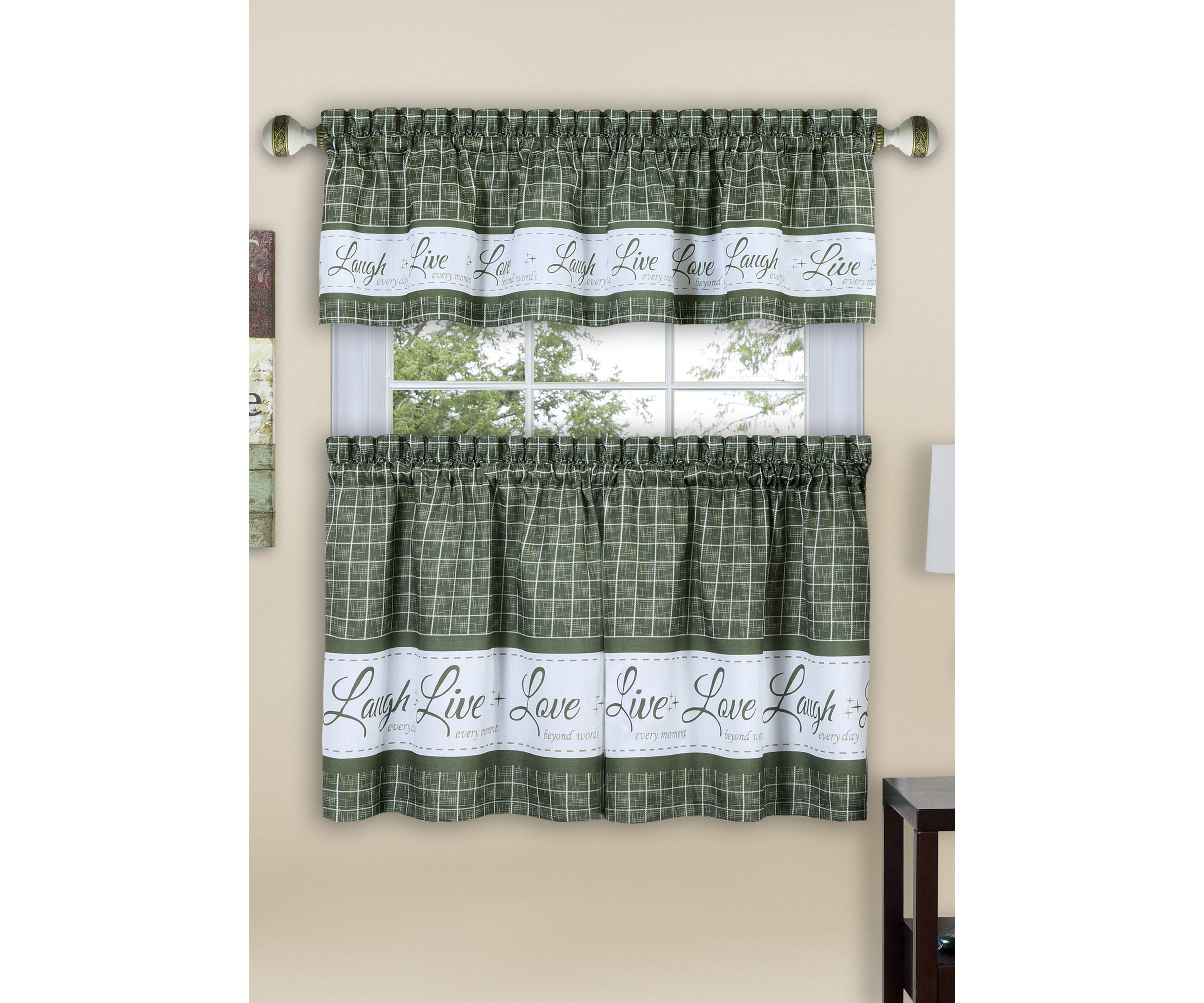 Live, Love, Laugh Window Curtain Tier Pair and Valance