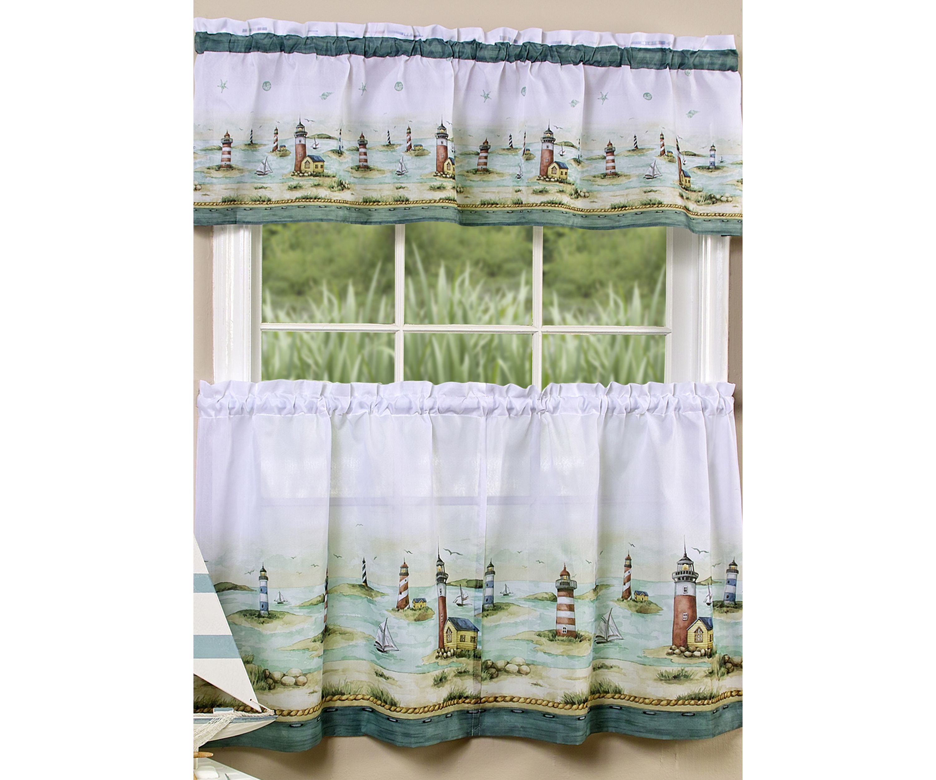 Hamptons Tier and Valance Window Curtain Set
