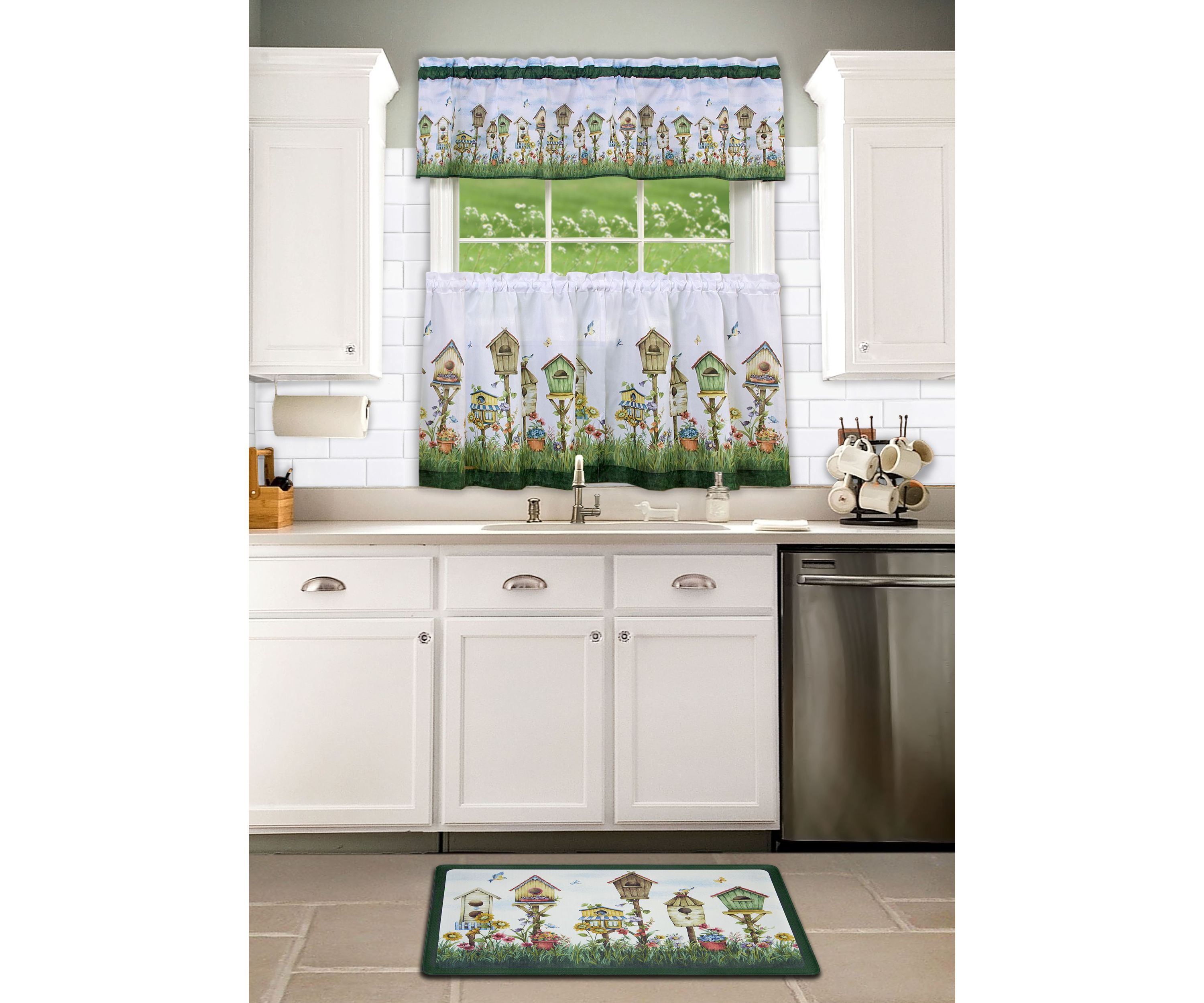 Home Sweet Home Tier and Valance Window Curtain Set