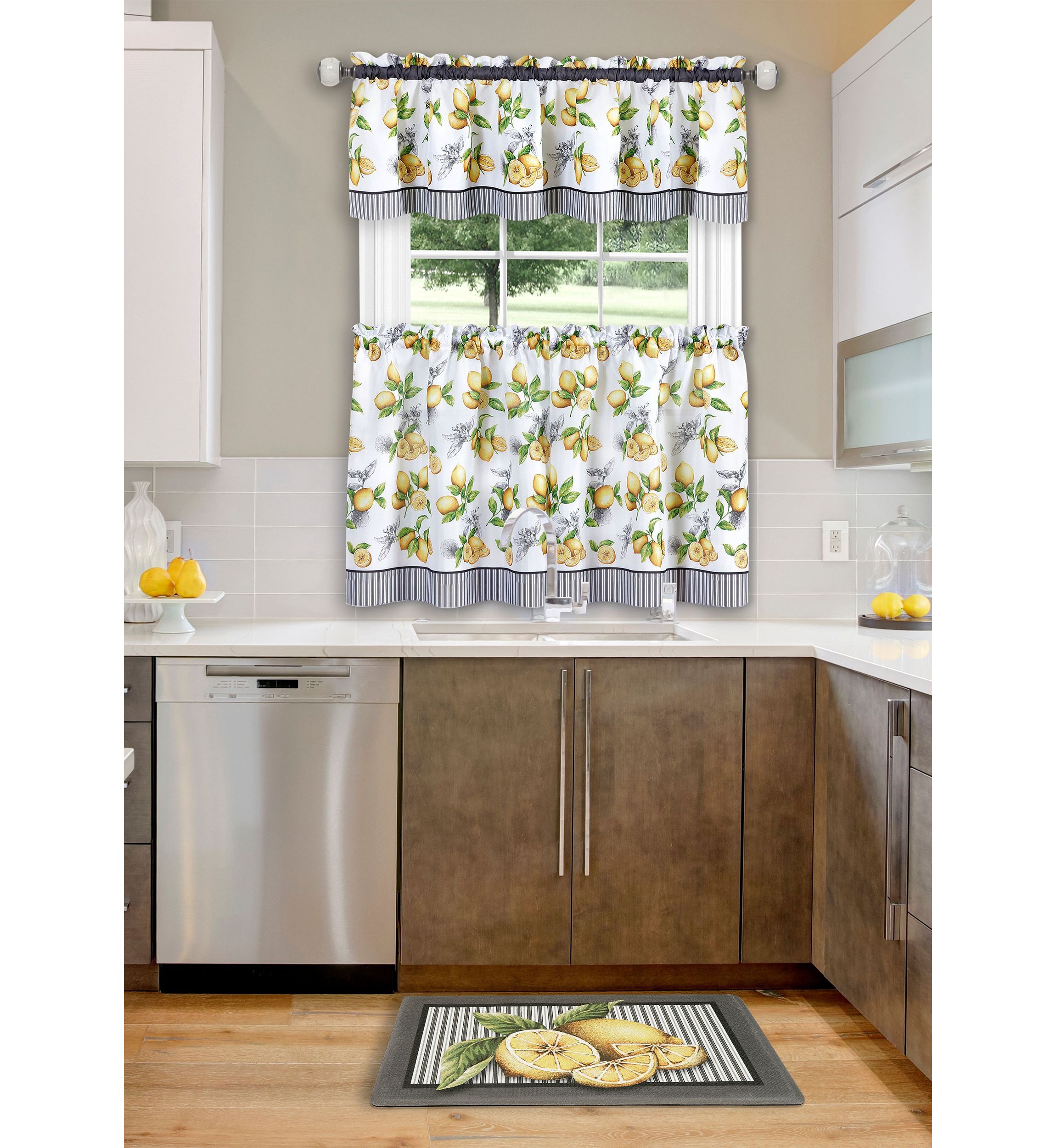 Lemon Drop Tier and Valance Window Curtain Set