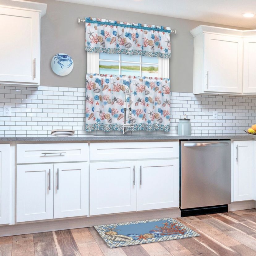 Coastal Tier and Valance Window Curtain Set