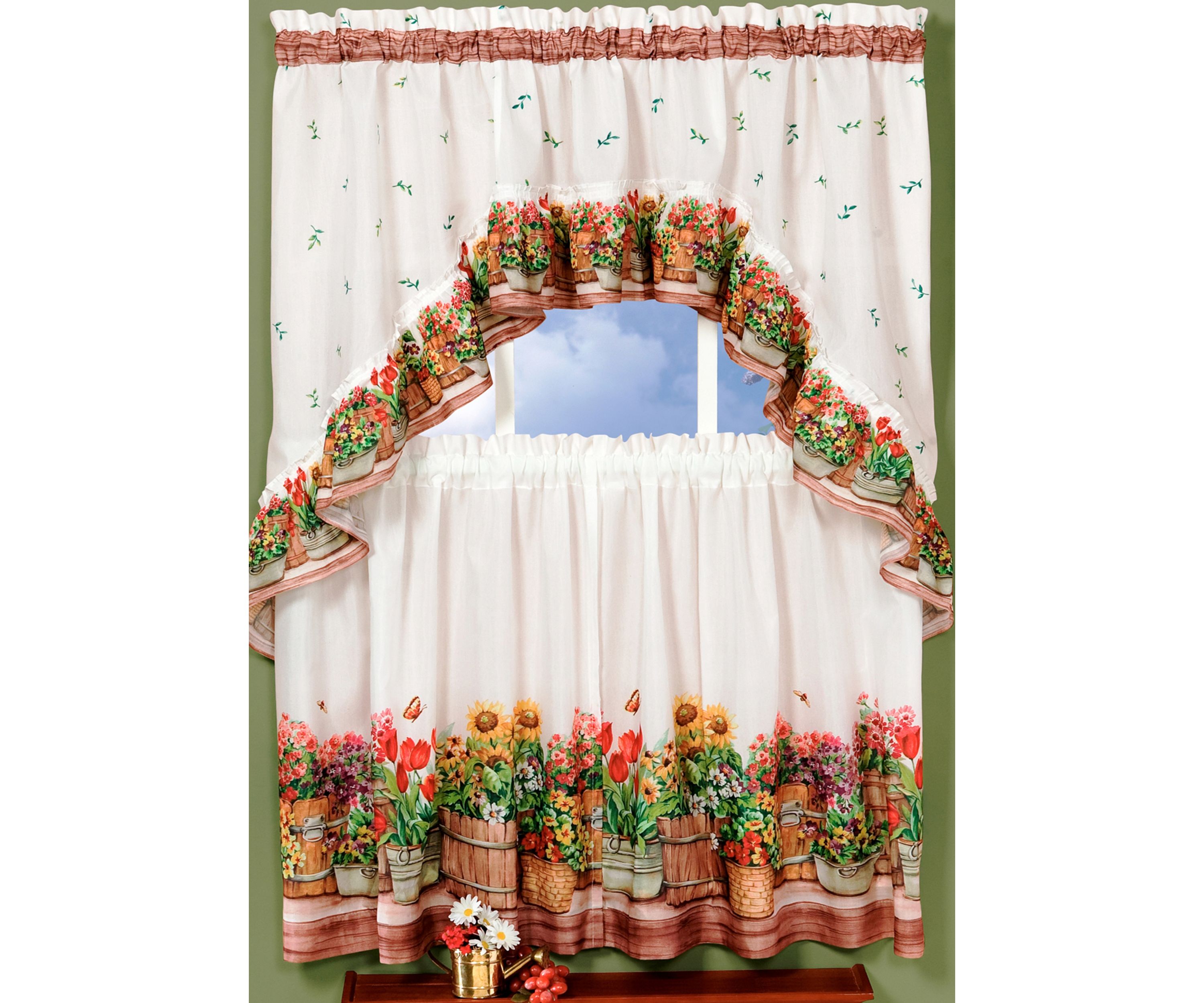 Country Garden Printed Tier and Swag Window Curtain Set
