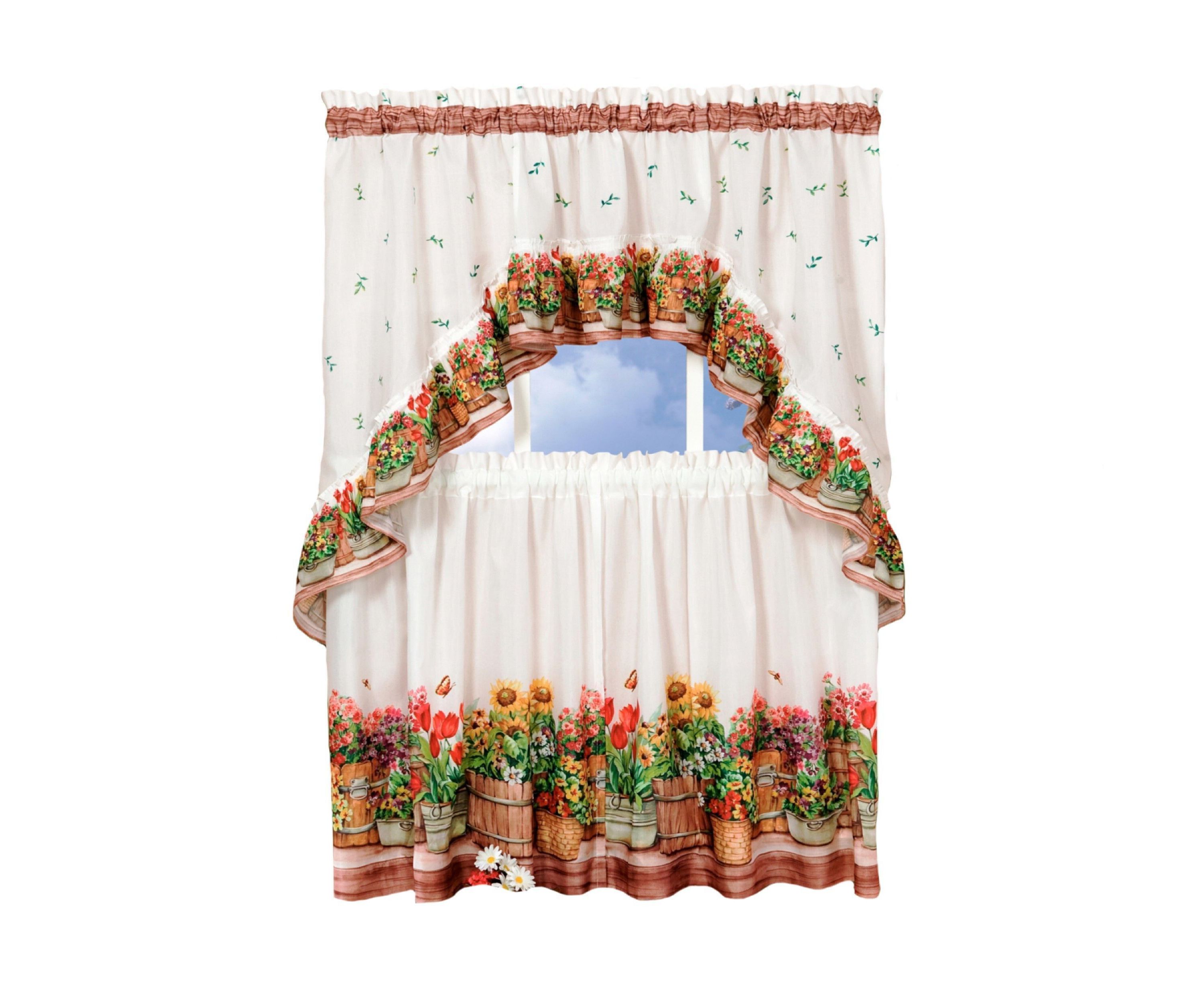Country Garden Printed Tier and Swag Window Curtain Set