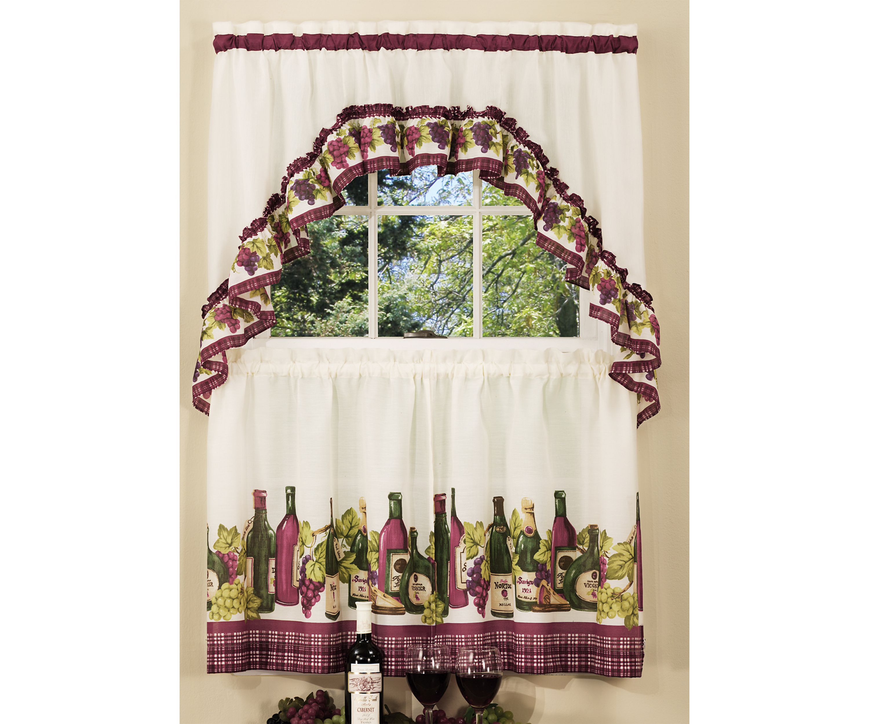 Chardonnay Printed Tier and Swag Window Curtain Set