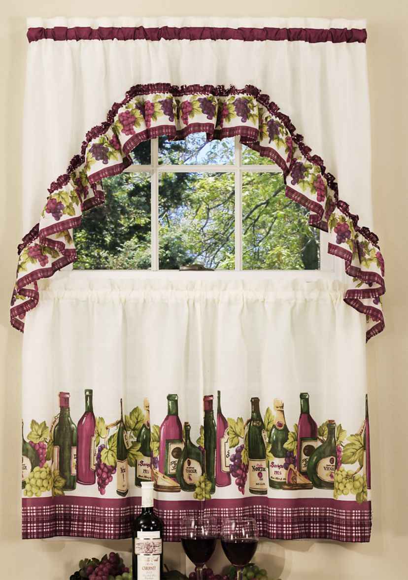 Chardonnay Printed Tier and Swag Window Curtain Set