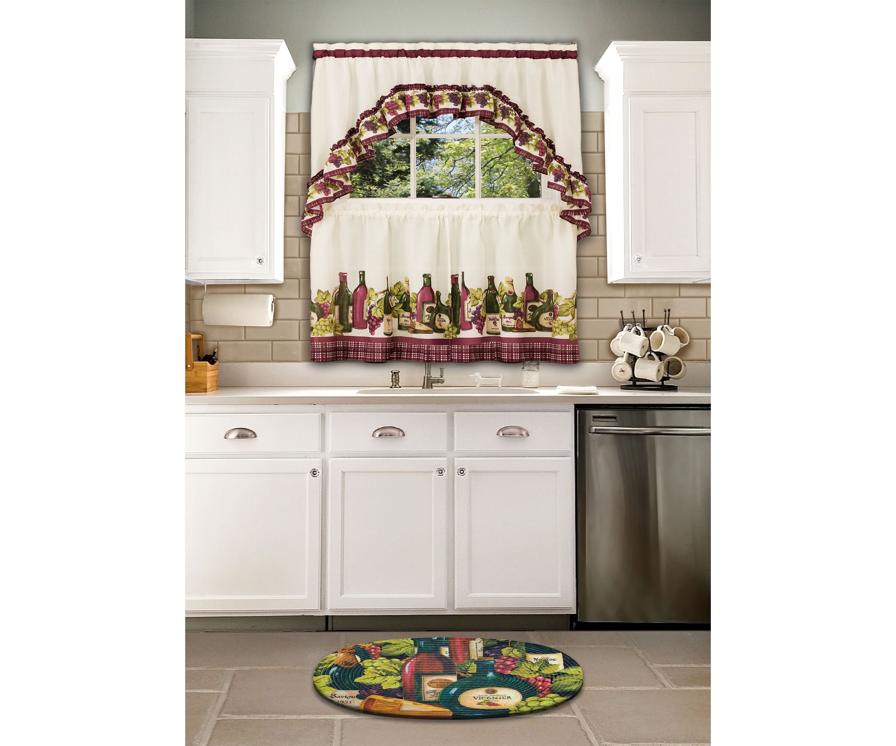 Chardonnay Printed Tier and Swag Window Curtain Set