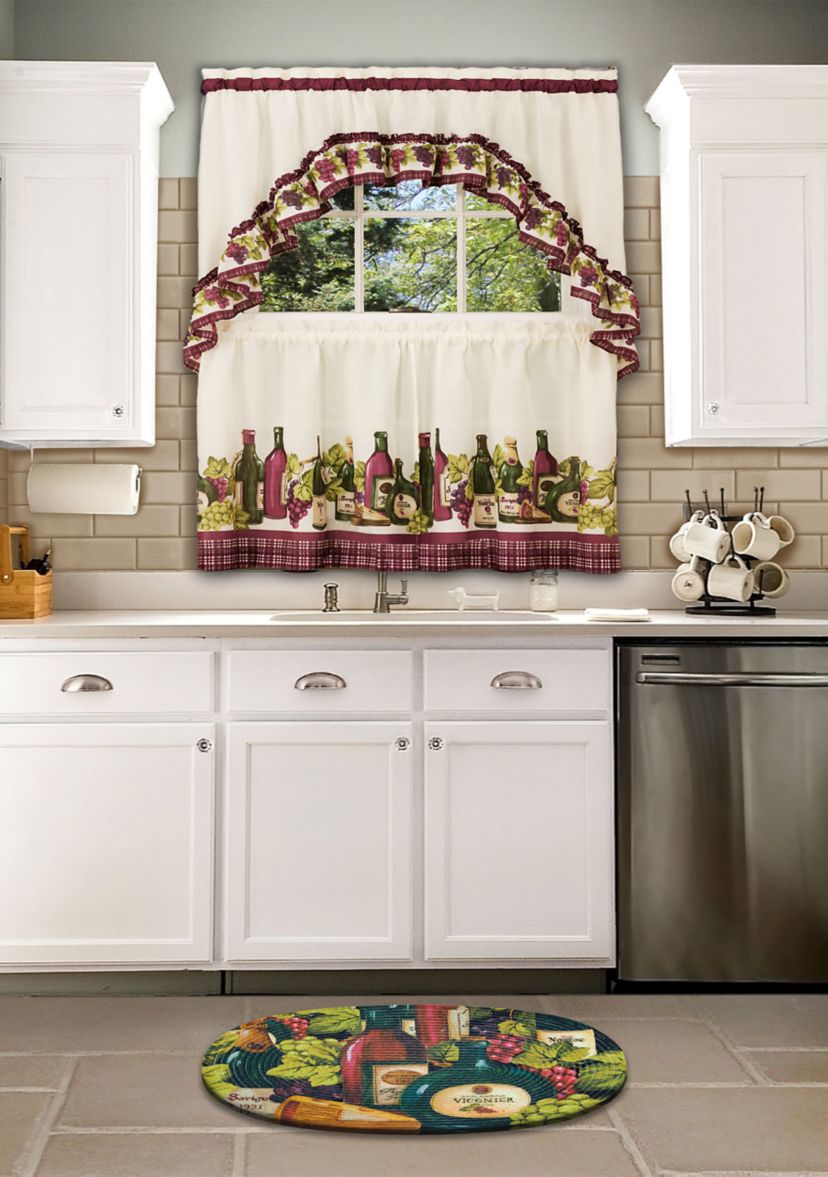 Chardonnay Printed Tier and Swag Window Curtain Set