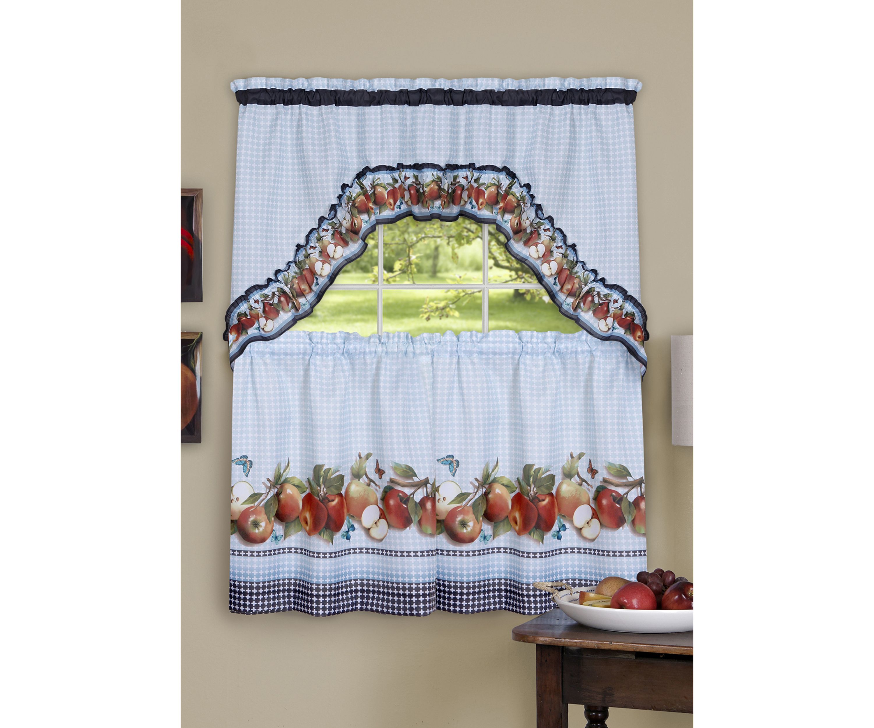 Golden Delicious Printed Tier & Swag Window Curtain Set