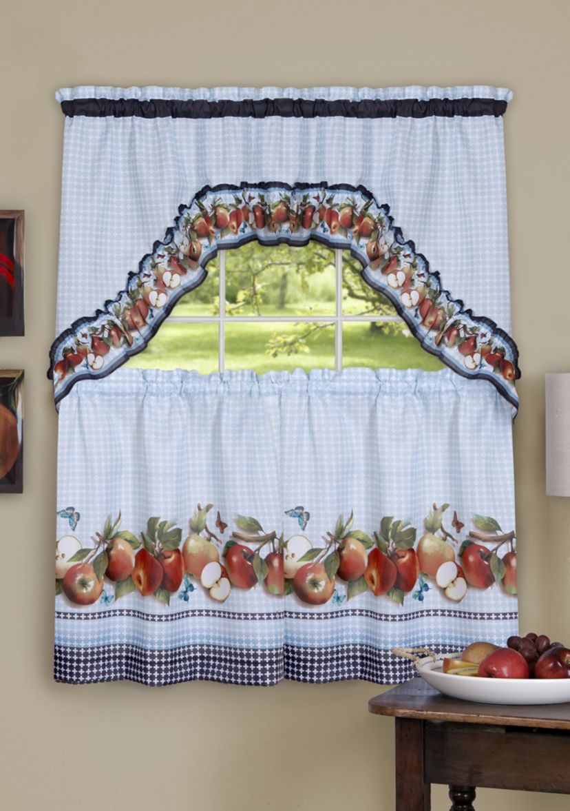 Golden Delicious Printed Tier & Swag Window Curtain Set