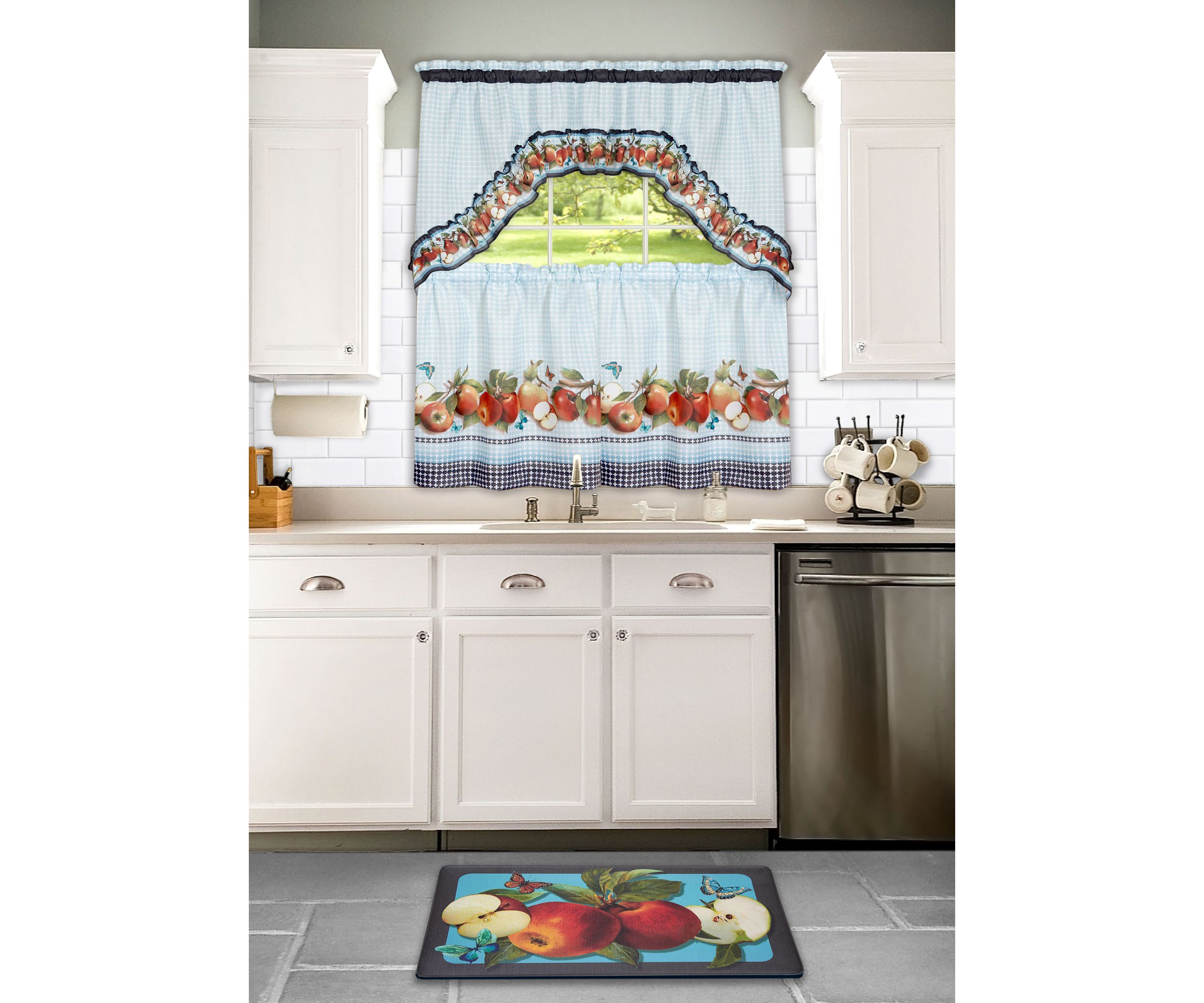 Golden Delicious Printed Tier & Swag Window Curtain Set