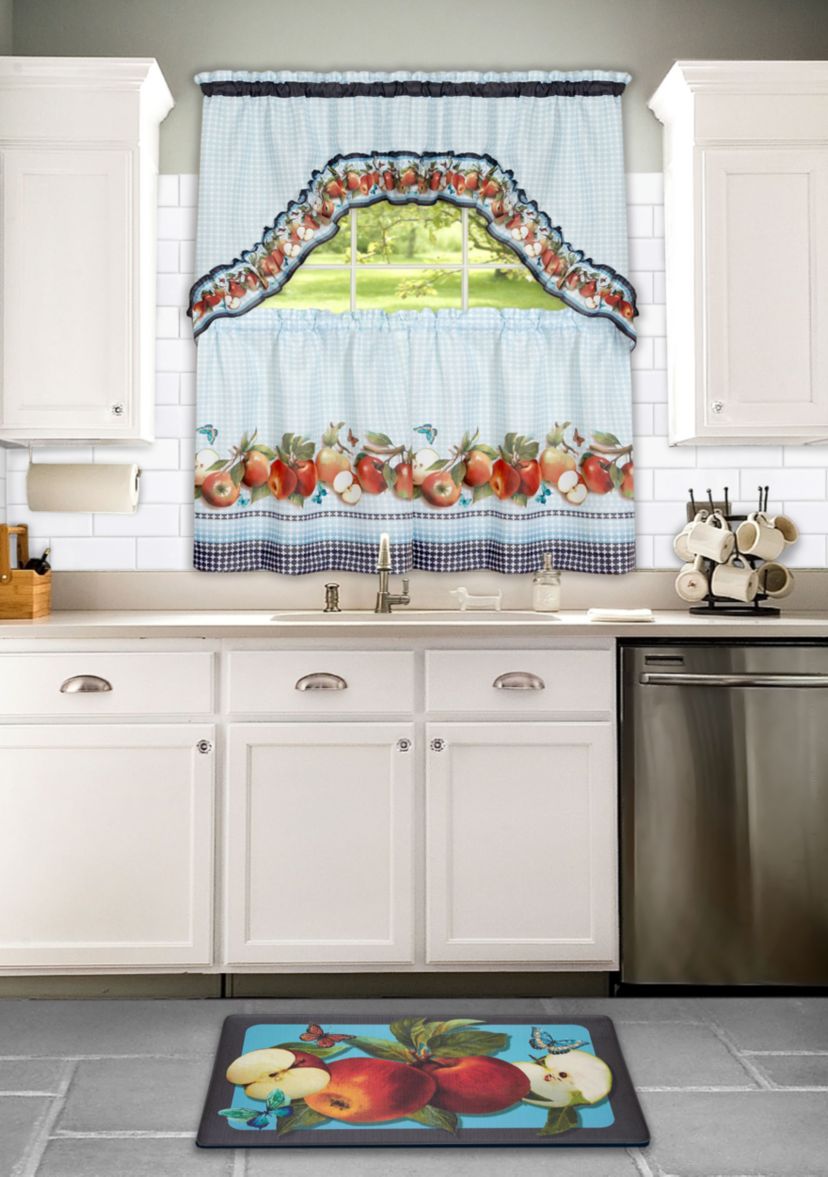 Golden Delicious Printed Tier & Swag Window Curtain Set